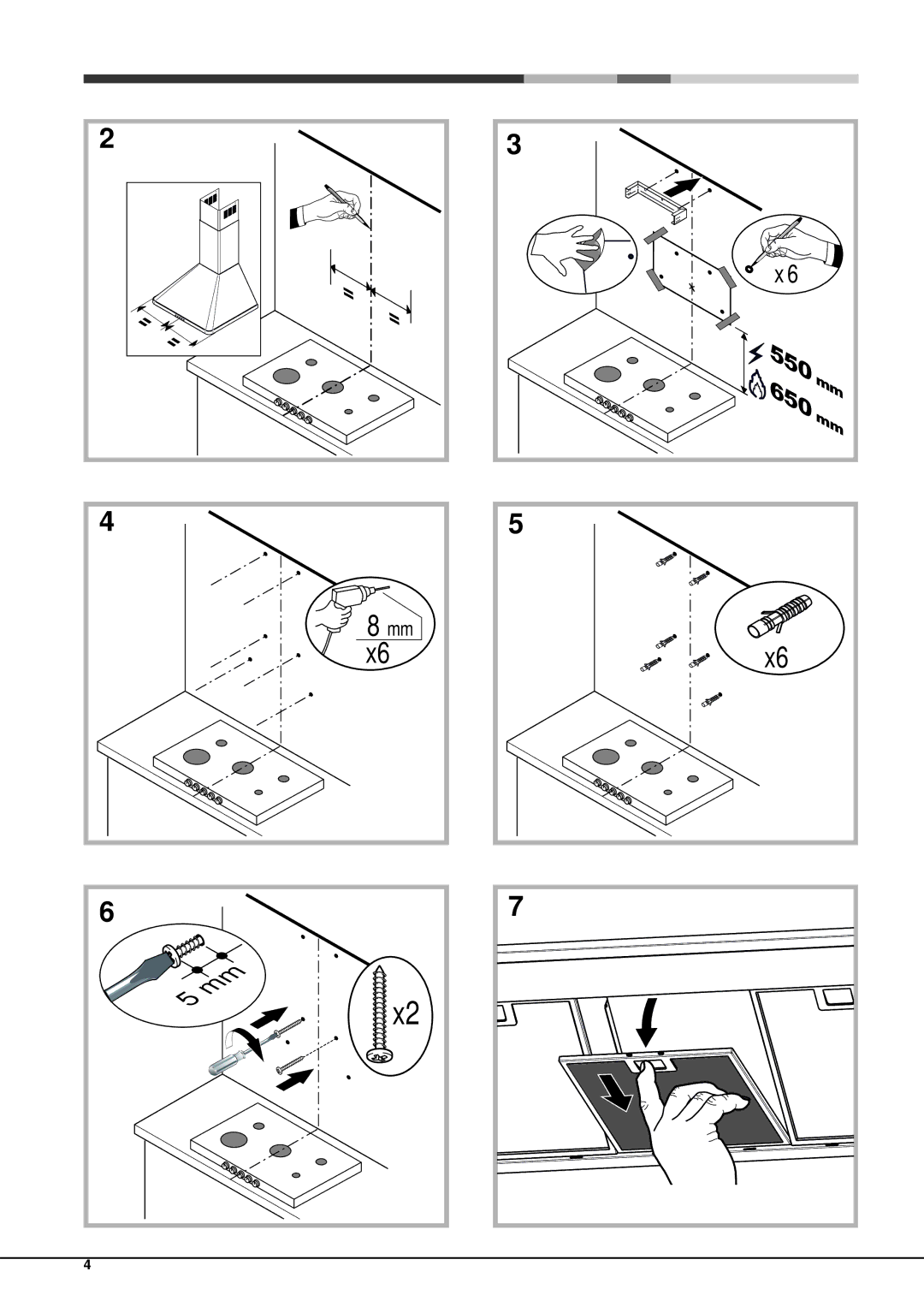 Hotpoint HHP7.5CM, HHP9.5CM, HHP6.5CM(WH) operating instructions 550 650 