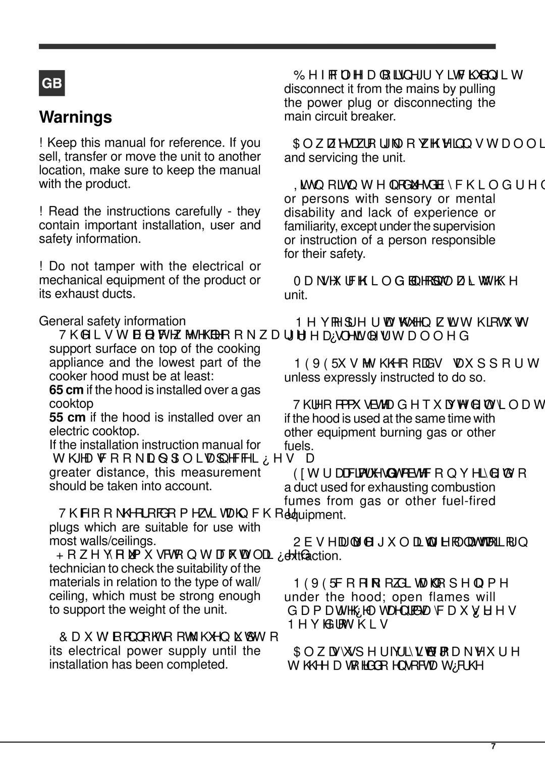 Hotpoint HHP6.5CM(WH), HHP7.5CM, HHP9.5CM operating instructions 