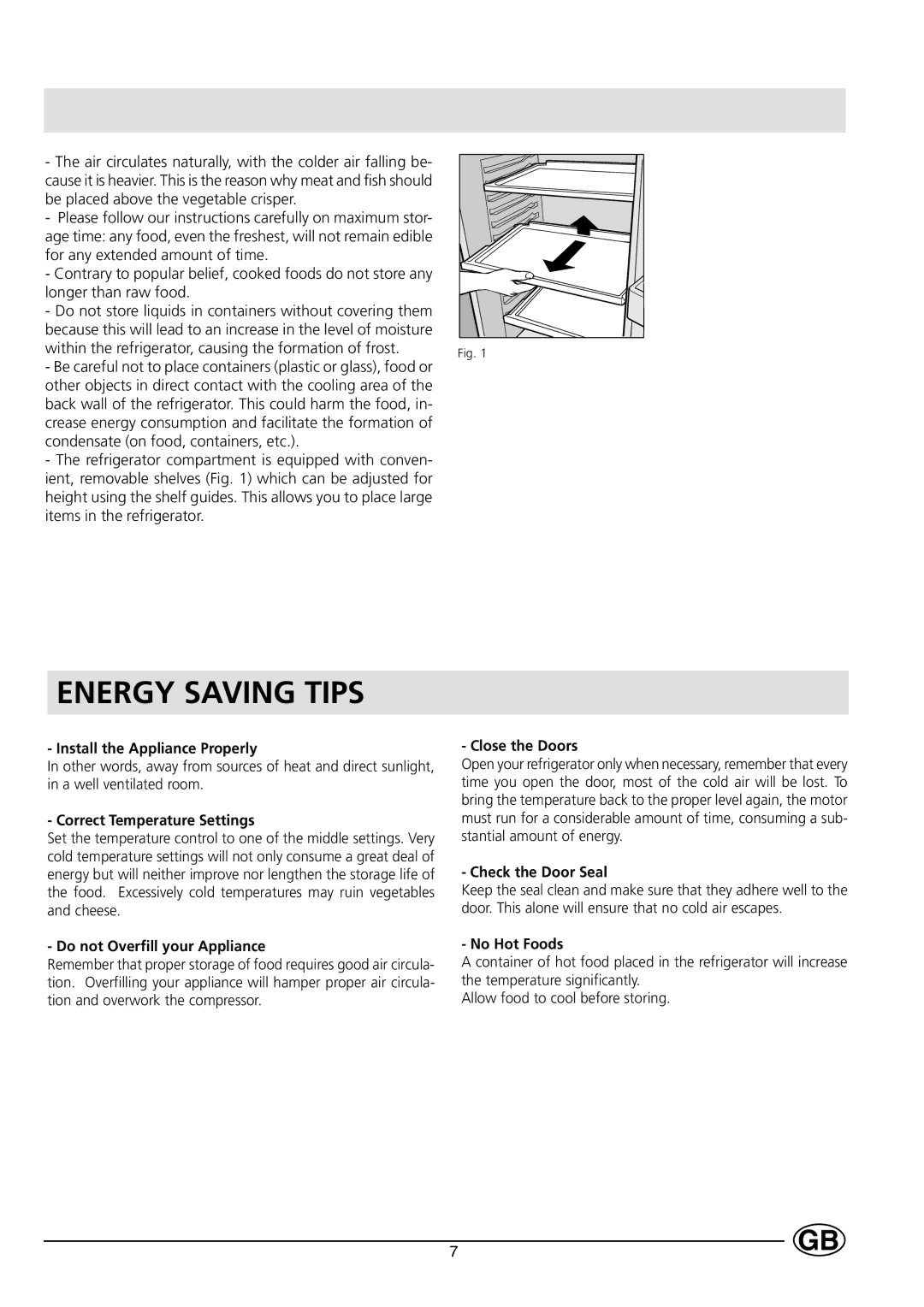 Hotpoint HL161AI manual Energy Saving Tips 