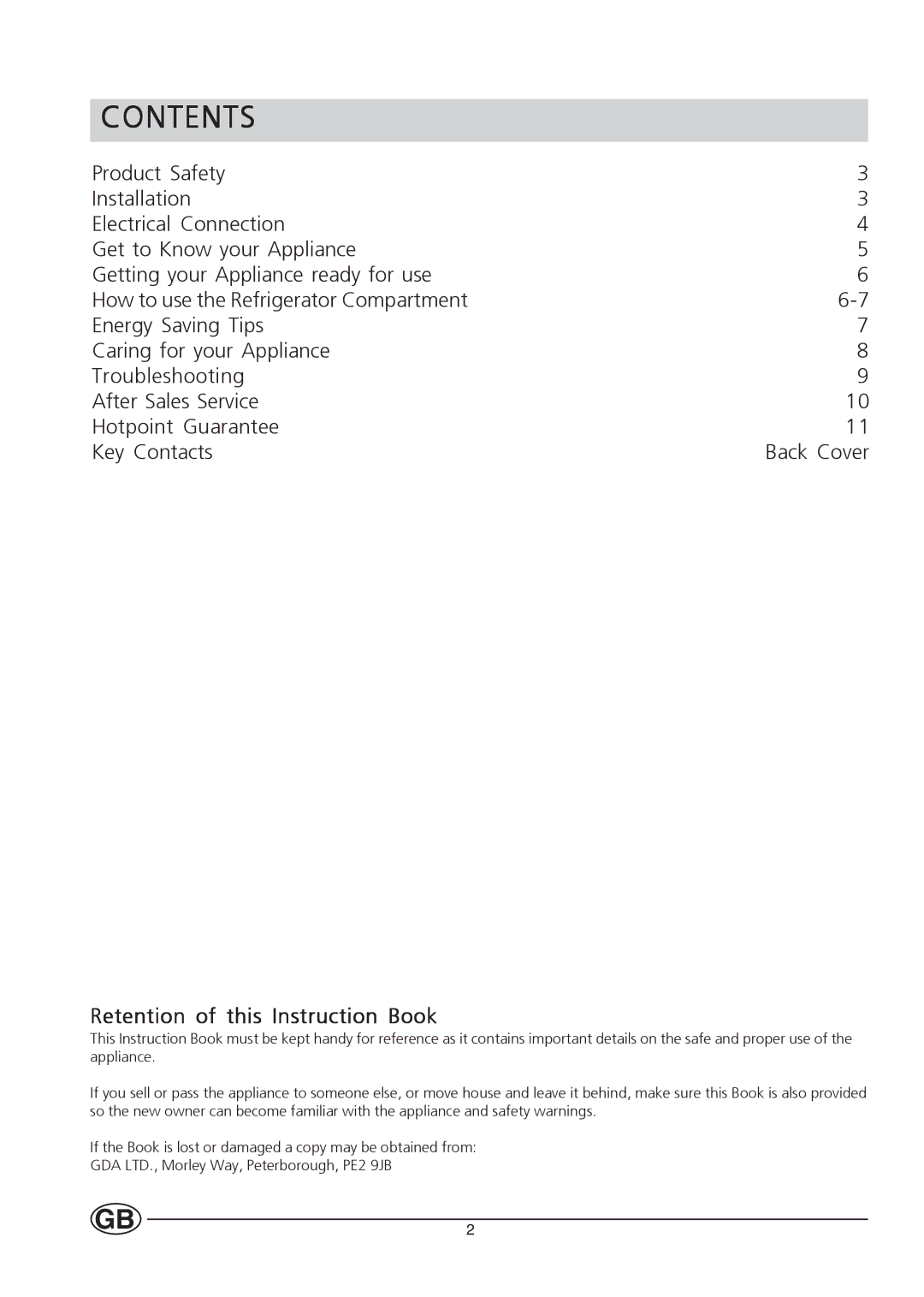 Hotpoint HL161I manual Contents 