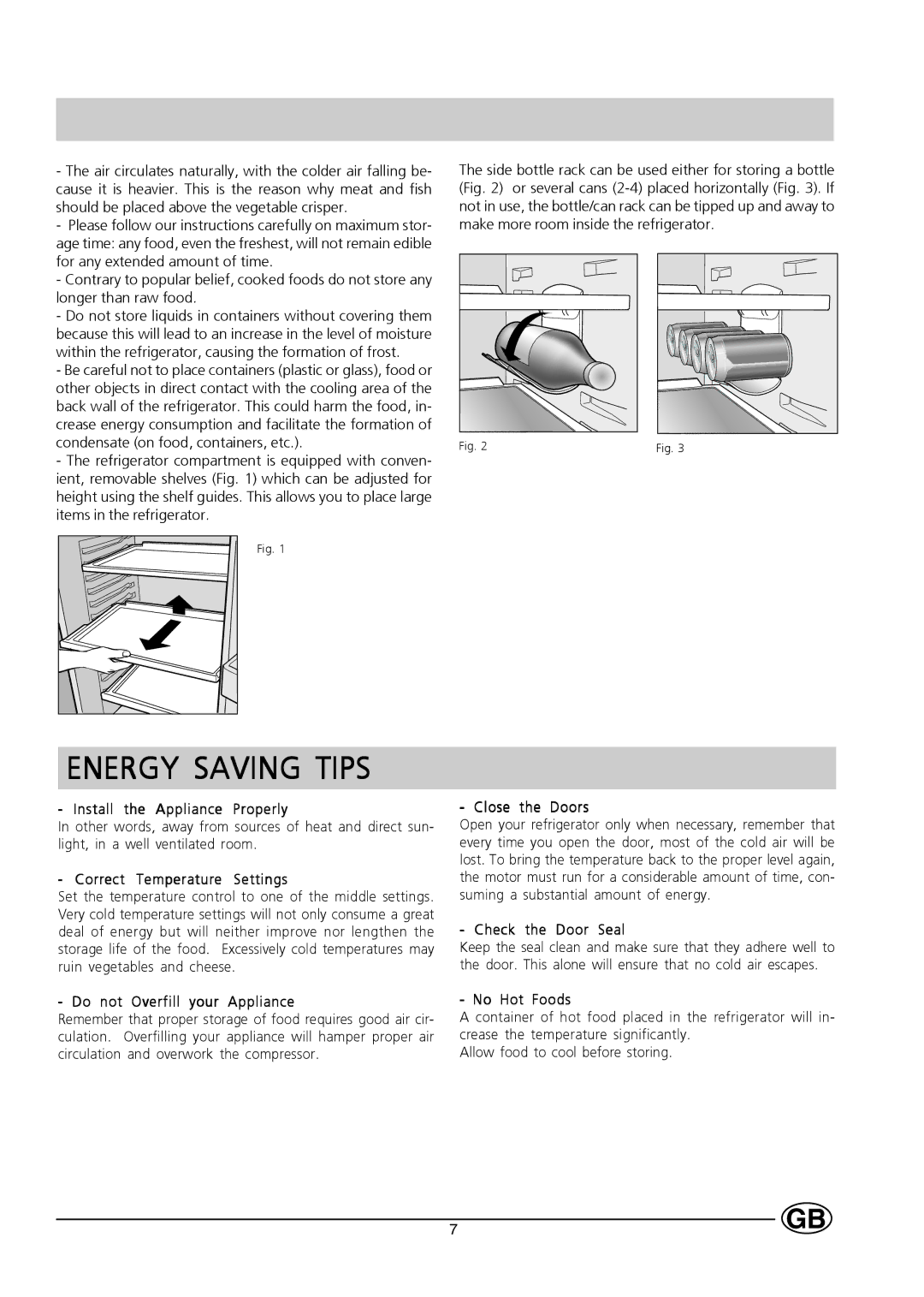 Hotpoint HL232I manual Energy Saving Tips, Correct Temperature Settings 