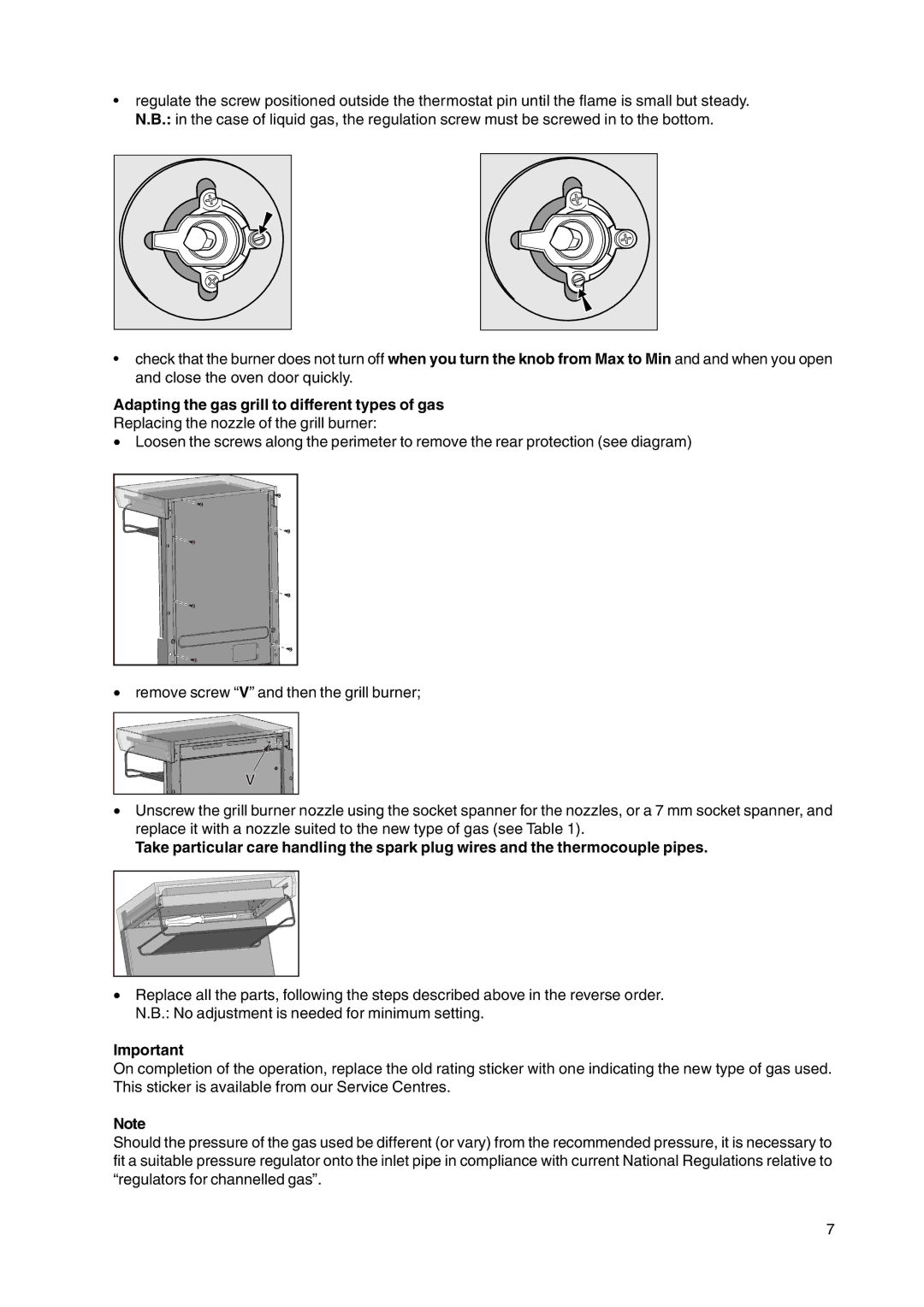 Hotpoint HL500G manual Adapting the gas grill to different types of gas 