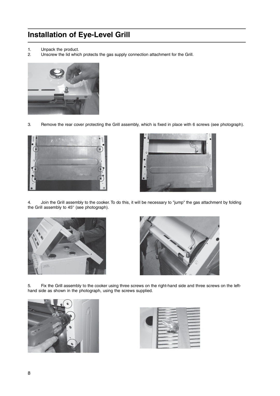 Hotpoint HL500G manual Installation of Eye-Level Grill 