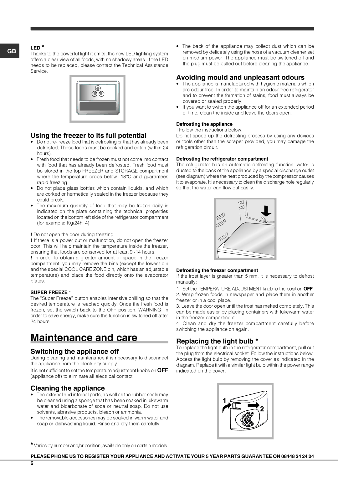 Hotpoint HM 3x AA AI manual Maintenance and care 