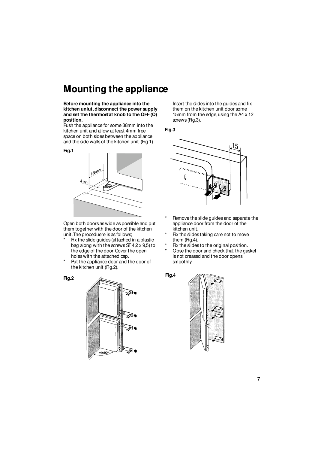 Hotpoint HM311i manual Mounting the appliance 