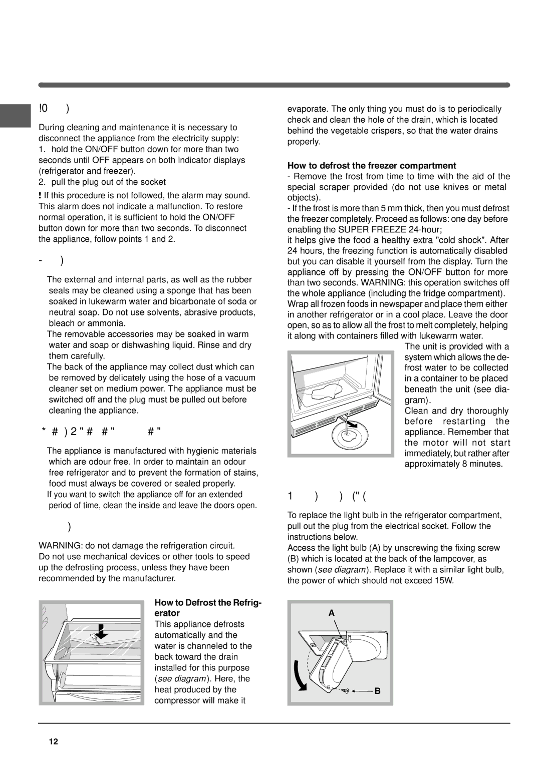 Hotpoint HME40N manual Maintenance and care 