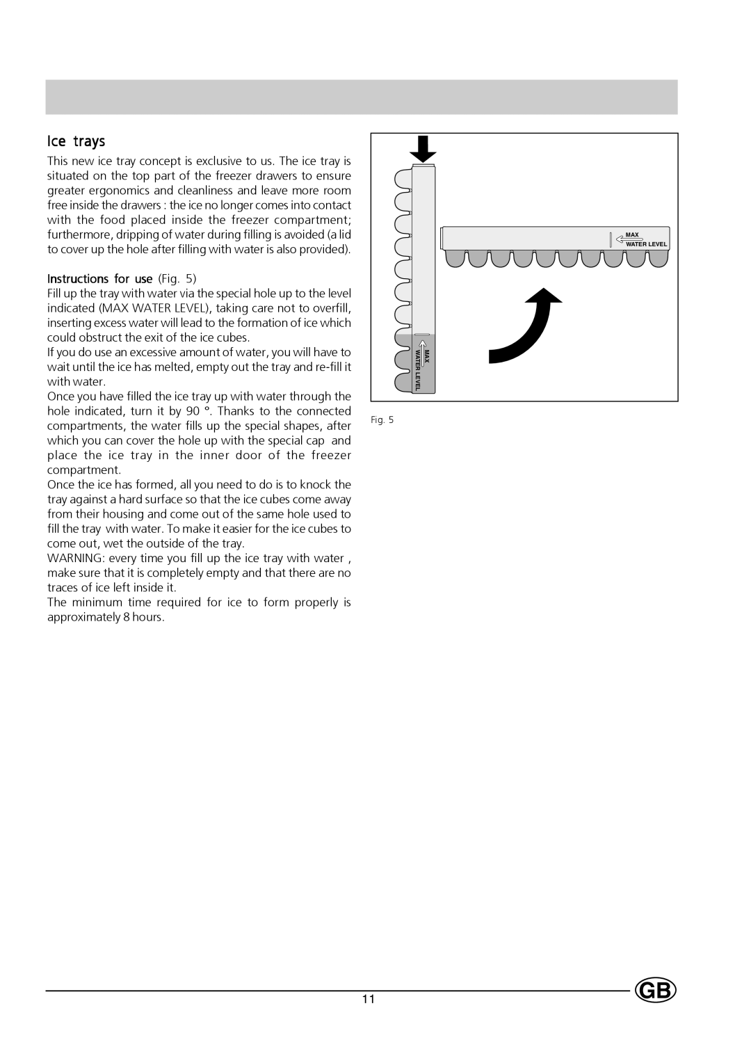 Hotpoint HMS313I manual Ice trays, Instructions for use Fig 