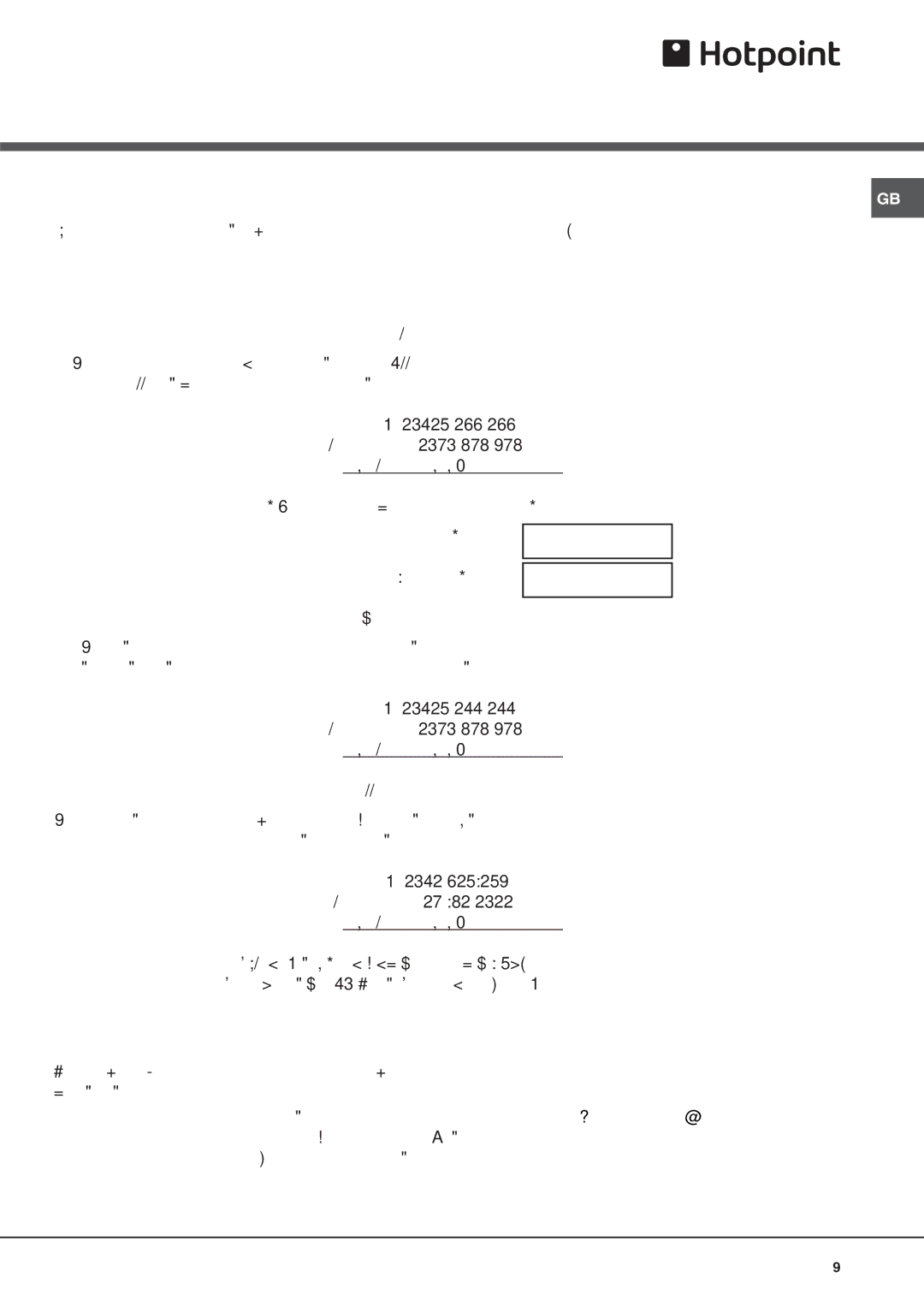 Hotpoint HS3022VL manual After Sales Service 