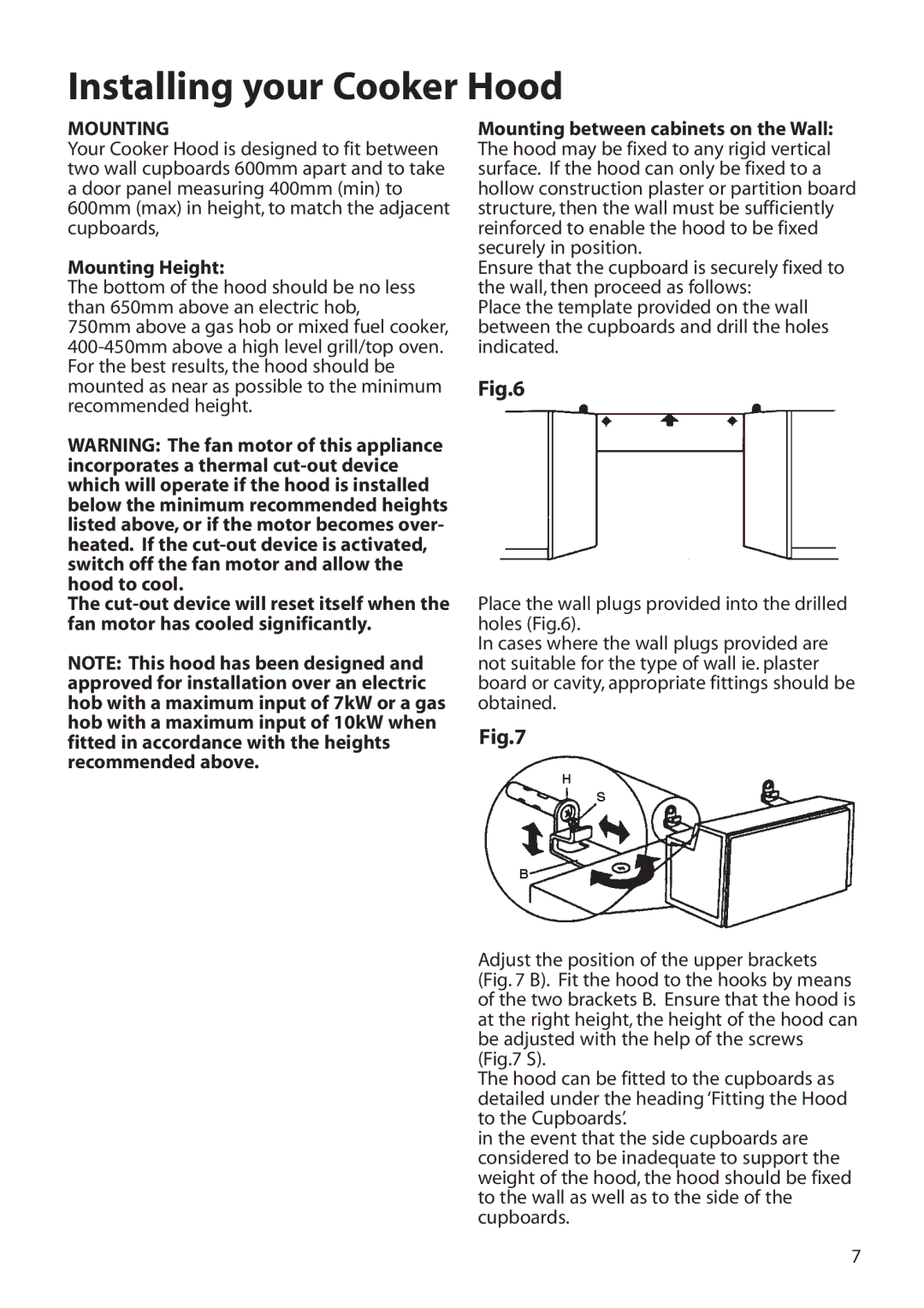 Hotpoint HTN40 manual Mounting Height 