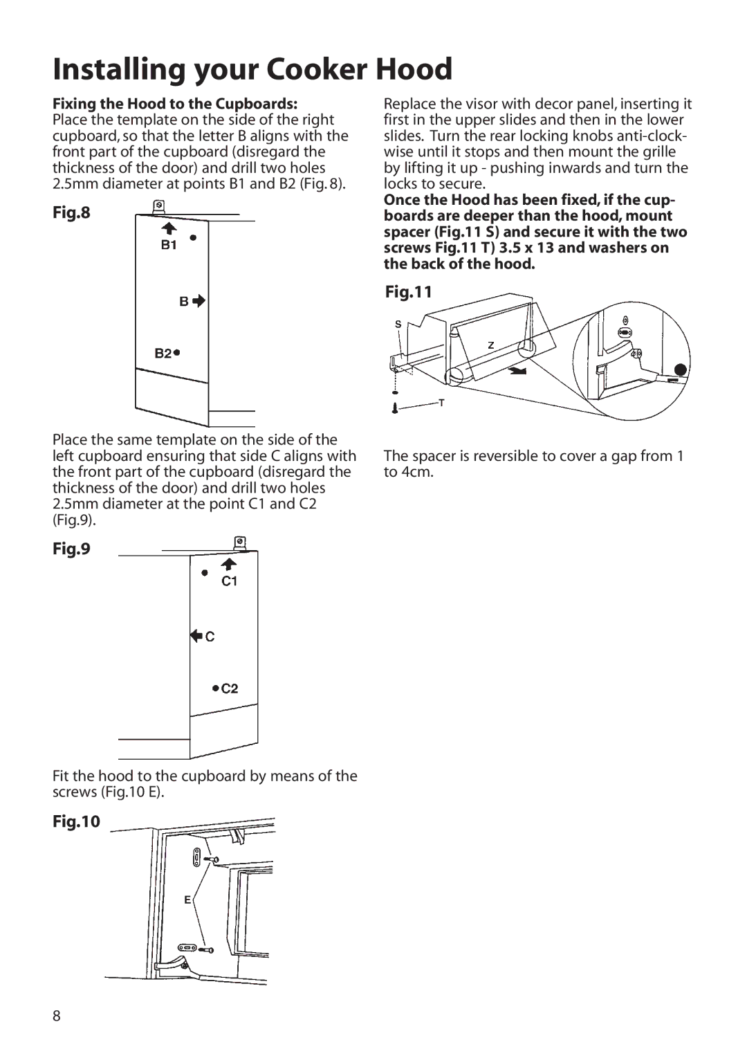 Hotpoint HTN40 manual Installing your Cooker Hood 