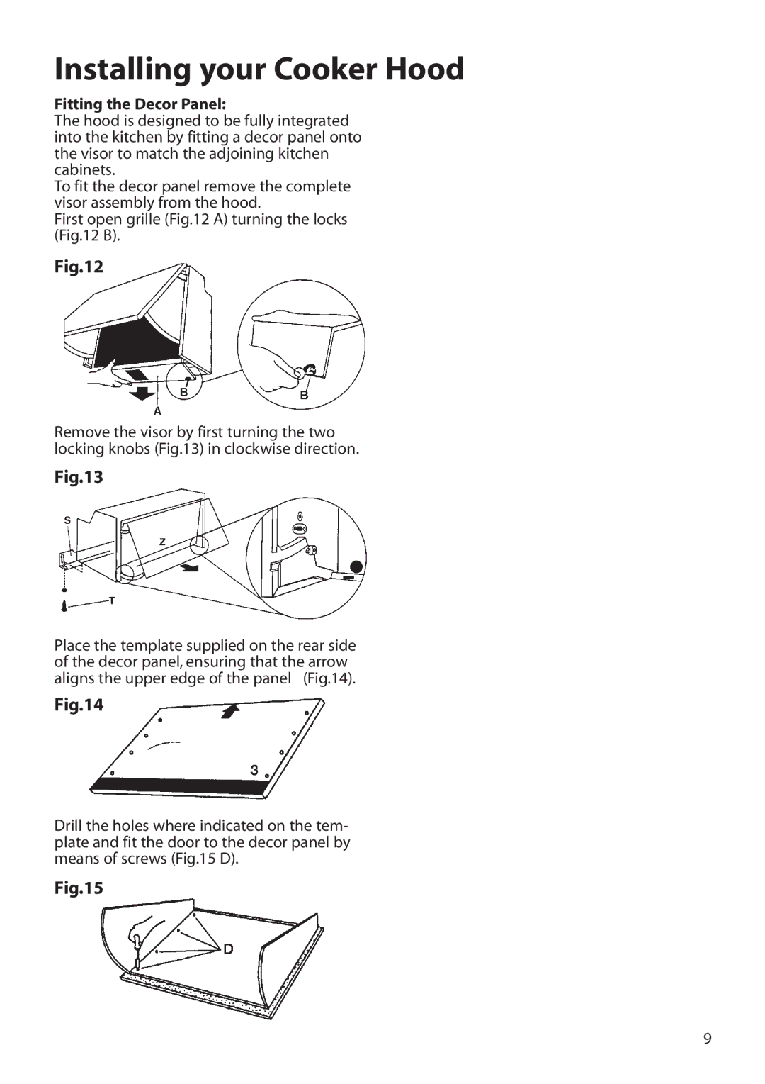 Hotpoint HTN40 manual Fitting the Decor Panel 