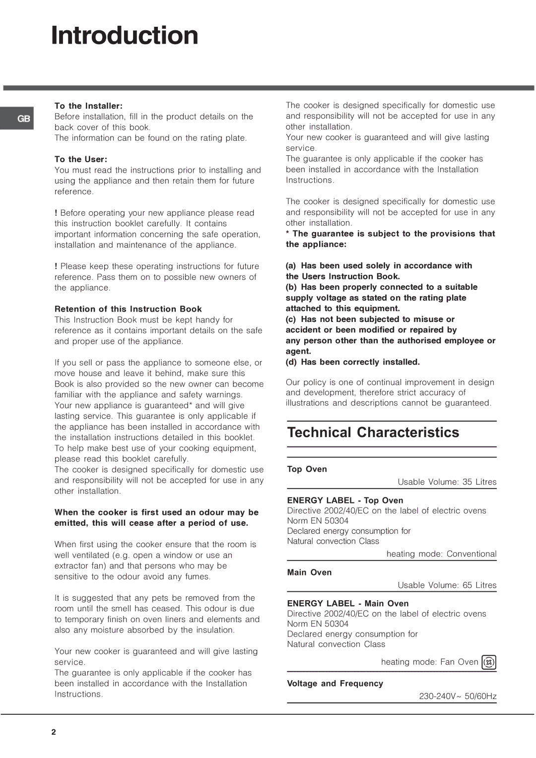 Hotpoint HUD61 manual Introduction, To the Installer, To the User, Retention of this Instruction Book 