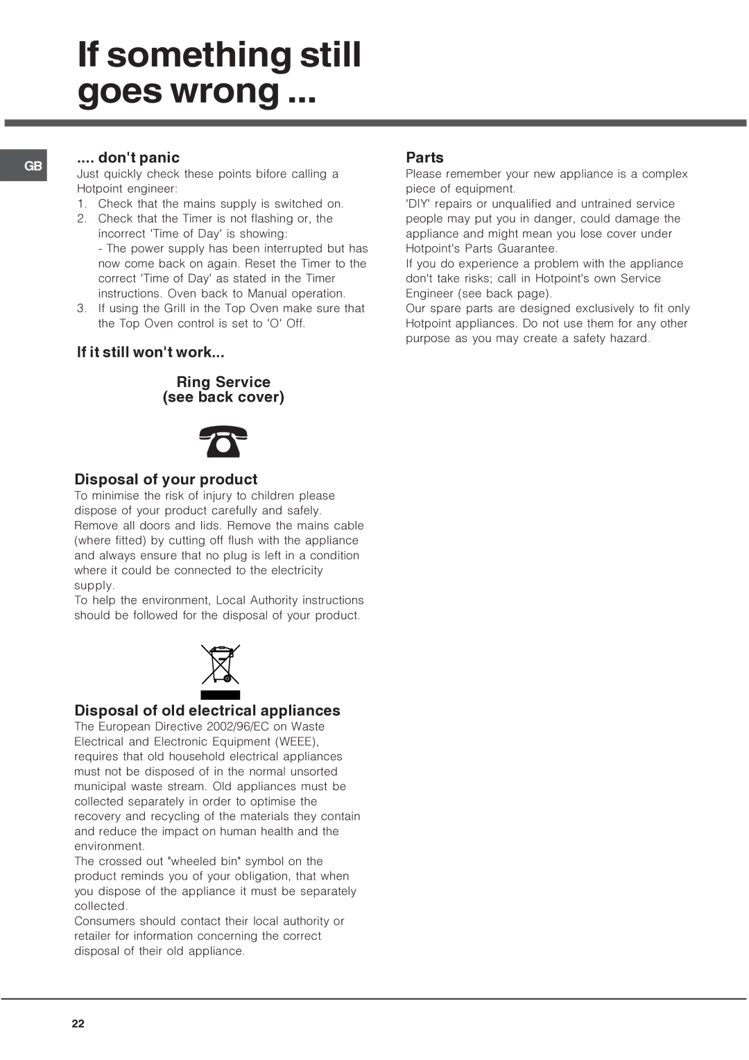 Hotpoint HUD61 manual If something still, Goes wrong 