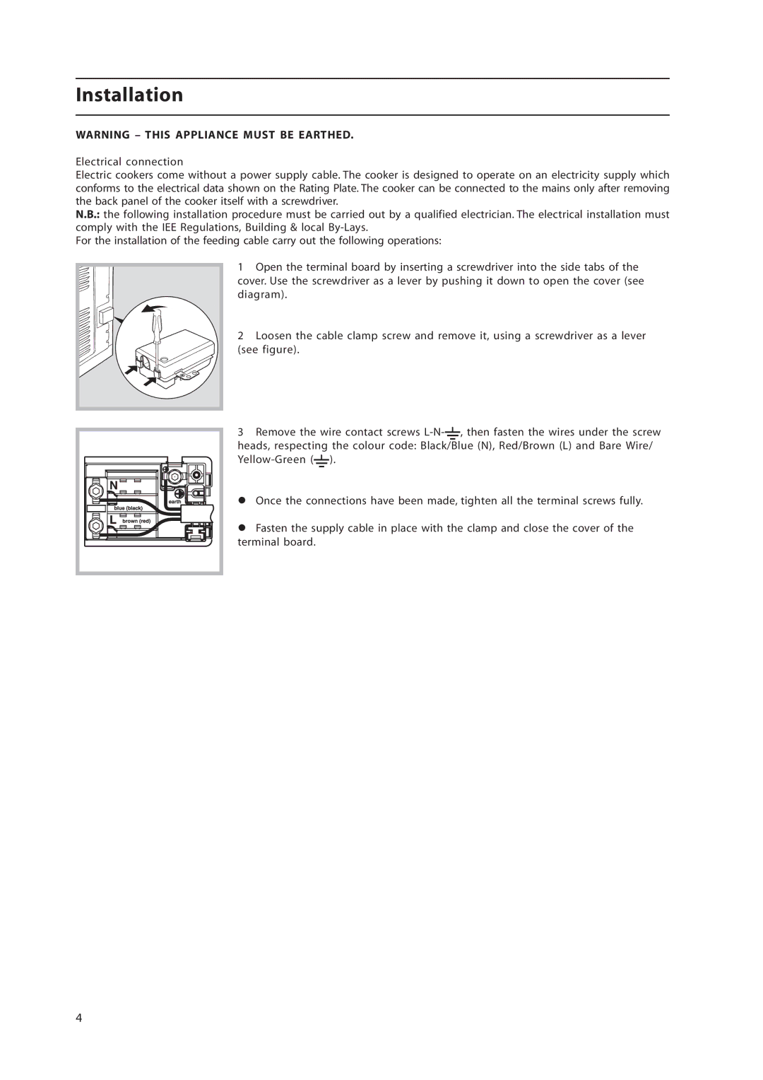 Hotpoint HW160EC, HW160EW, HW170EK, HW170EW manual Installation 