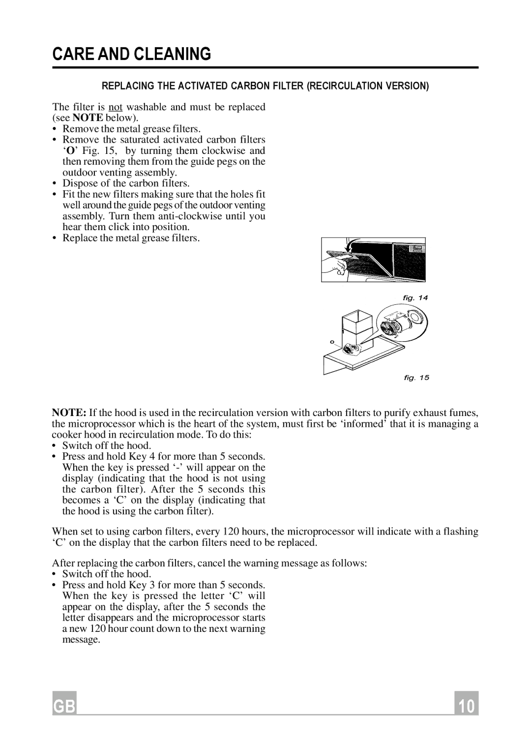 Hotpoint HX901X manual Replacing the Activated Carbon Filter Recirculation Version 