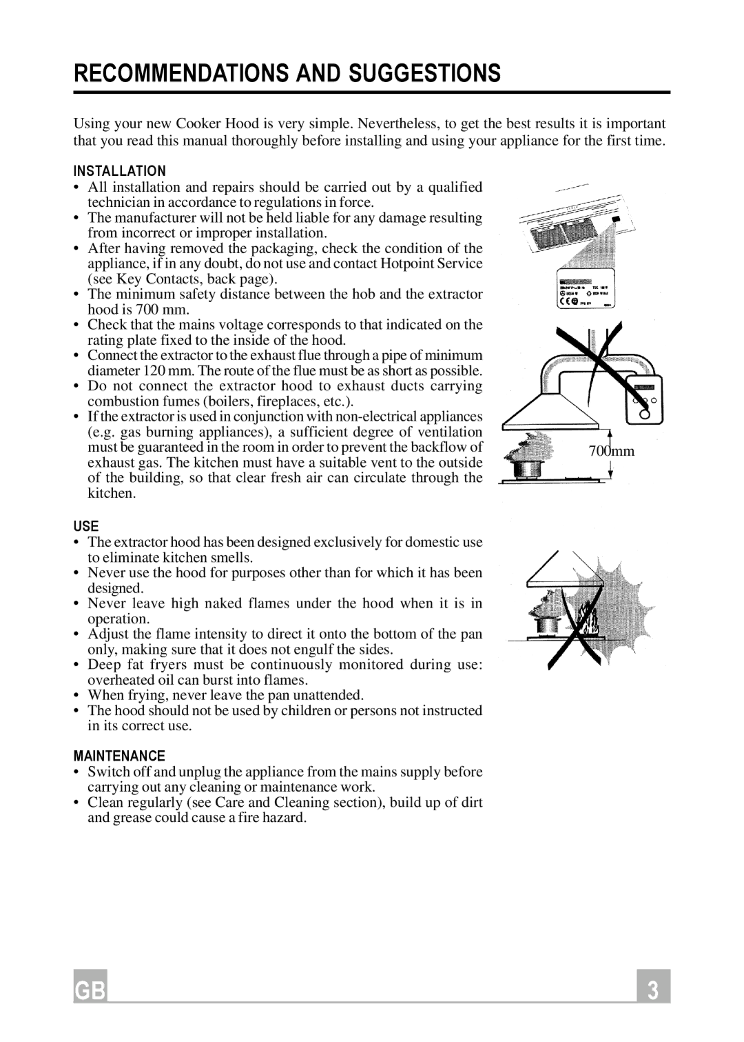 Hotpoint HX901X manual Recommendations and Suggestions, Installation, Use, Maintenance 