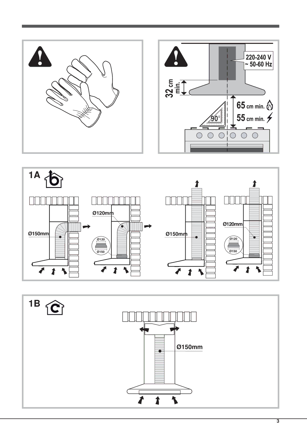 Hotpoint HXC6.8AT, HXC9.8AT manual Ø150mm 