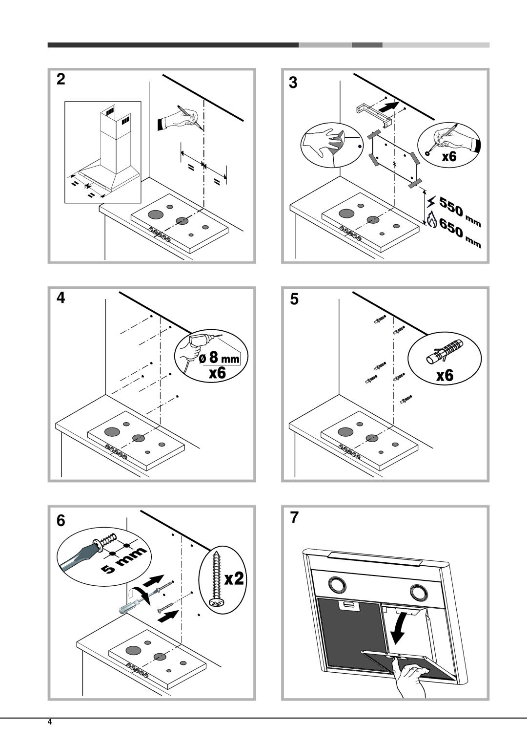 Hotpoint HXC9.8AT, HXC6.8AT manual 550 650 