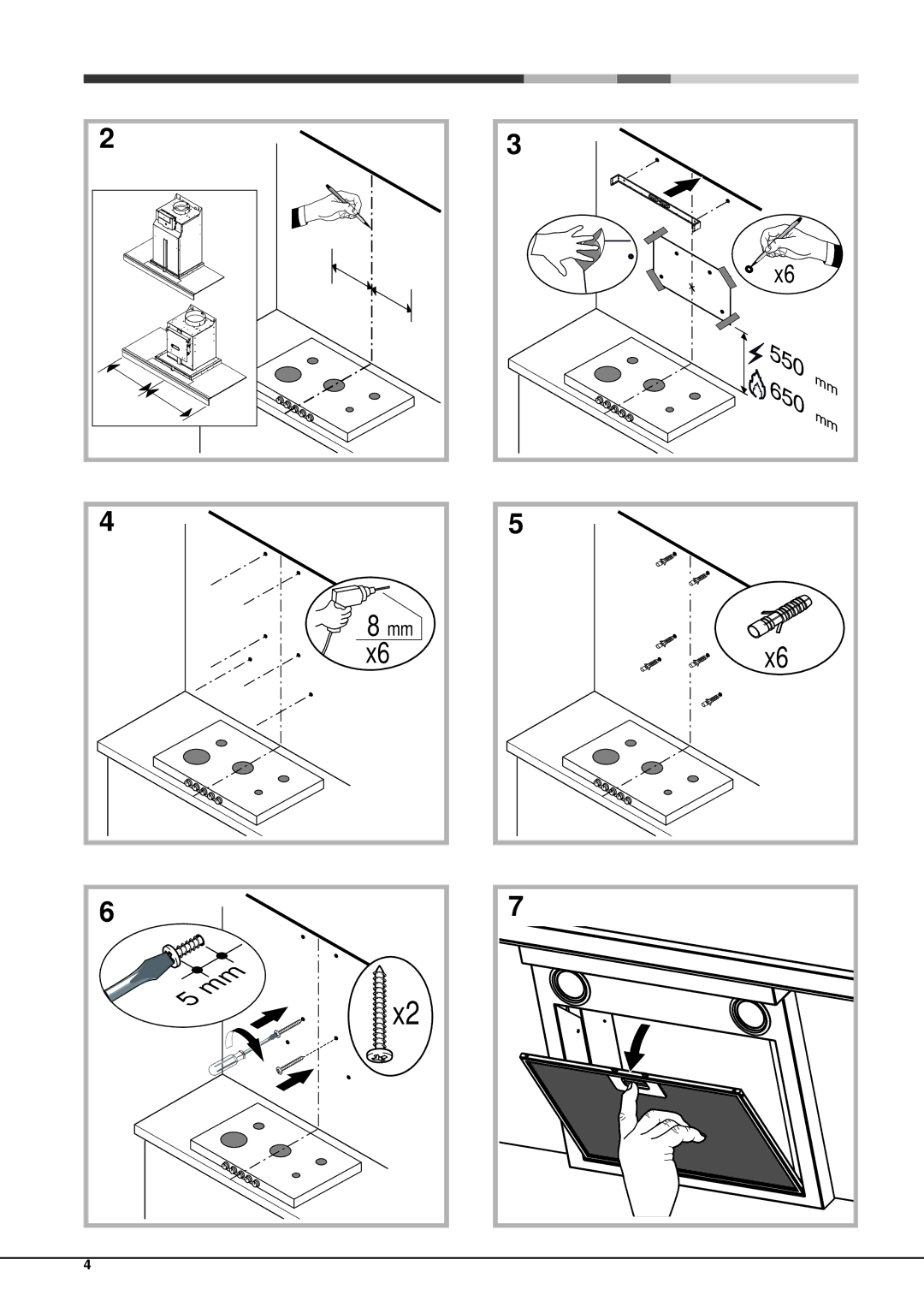 Hotpoint HXQB9.8LTI operating instructions 550 650 