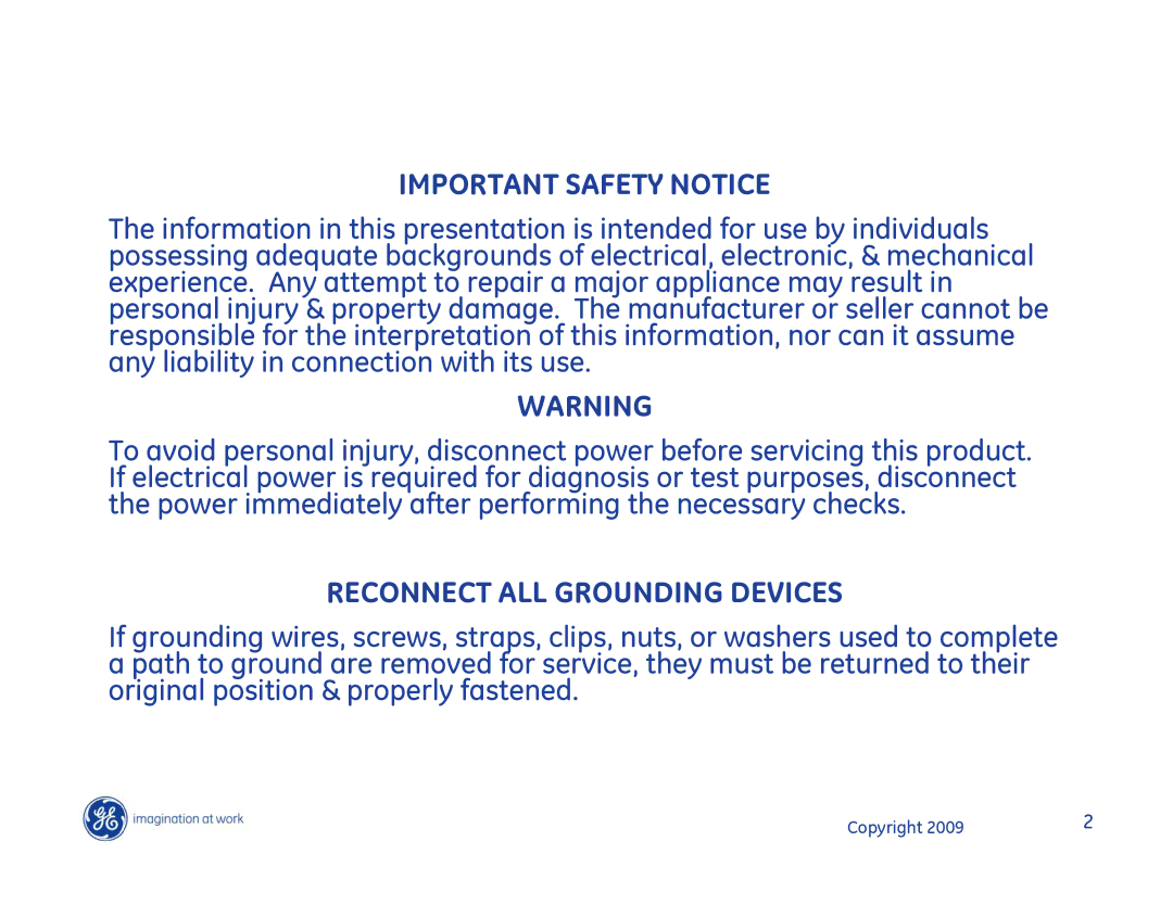 Hotpoint JB400DP1BB, JB400DP1WW, JB400SPSS manual Important Safety Notice 