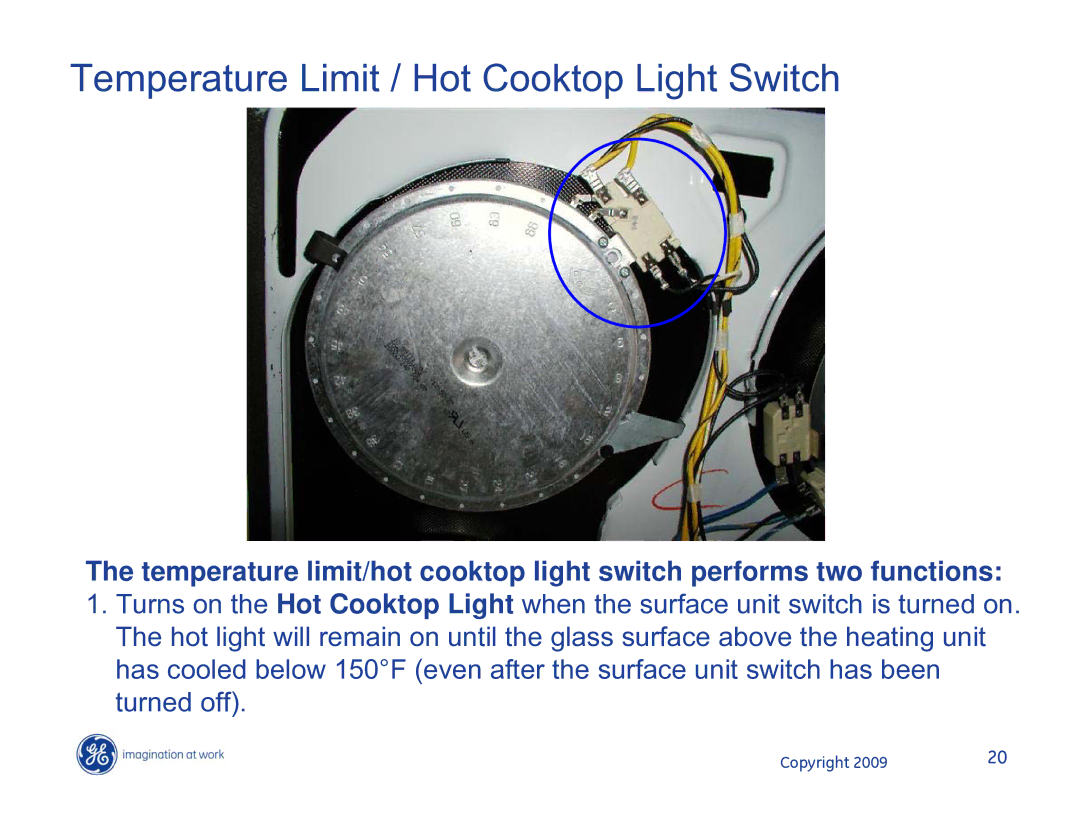 Hotpoint JB400DP1BB, JB400DP1WW, JB400SPSS manual Temperature Limit / Hot Cooktop Light Switch 