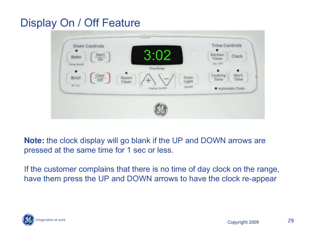 Hotpoint JB400DP1BB, JB400DP1WW, JB400SPSS manual 302, Display On / Off Feature 