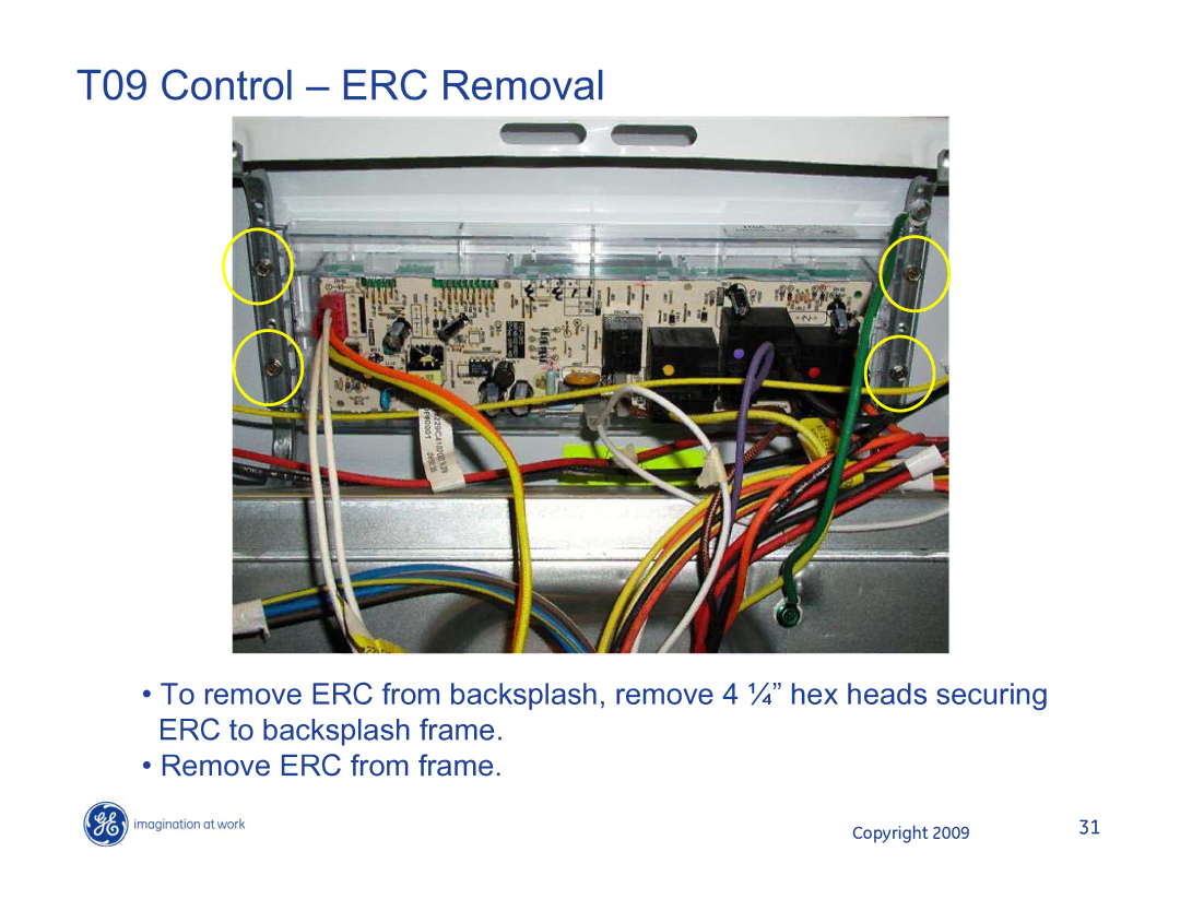 Hotpoint JB400SPSS, JB400DP1WW, JB400DP1BB manual T09 Control ERC Removal 