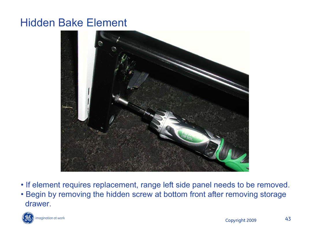 Hotpoint JB400SPSS, JB400DP1WW, JB400DP1BB manual Hidden Bake Element 