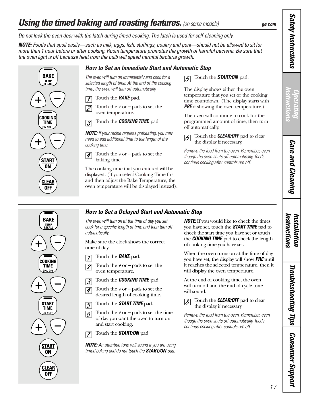 Hotpoint JBS27, JBS56 How to Set an Immediate Start and Automatic Stop, How to Set a Delayed Start and Automatic Stop 