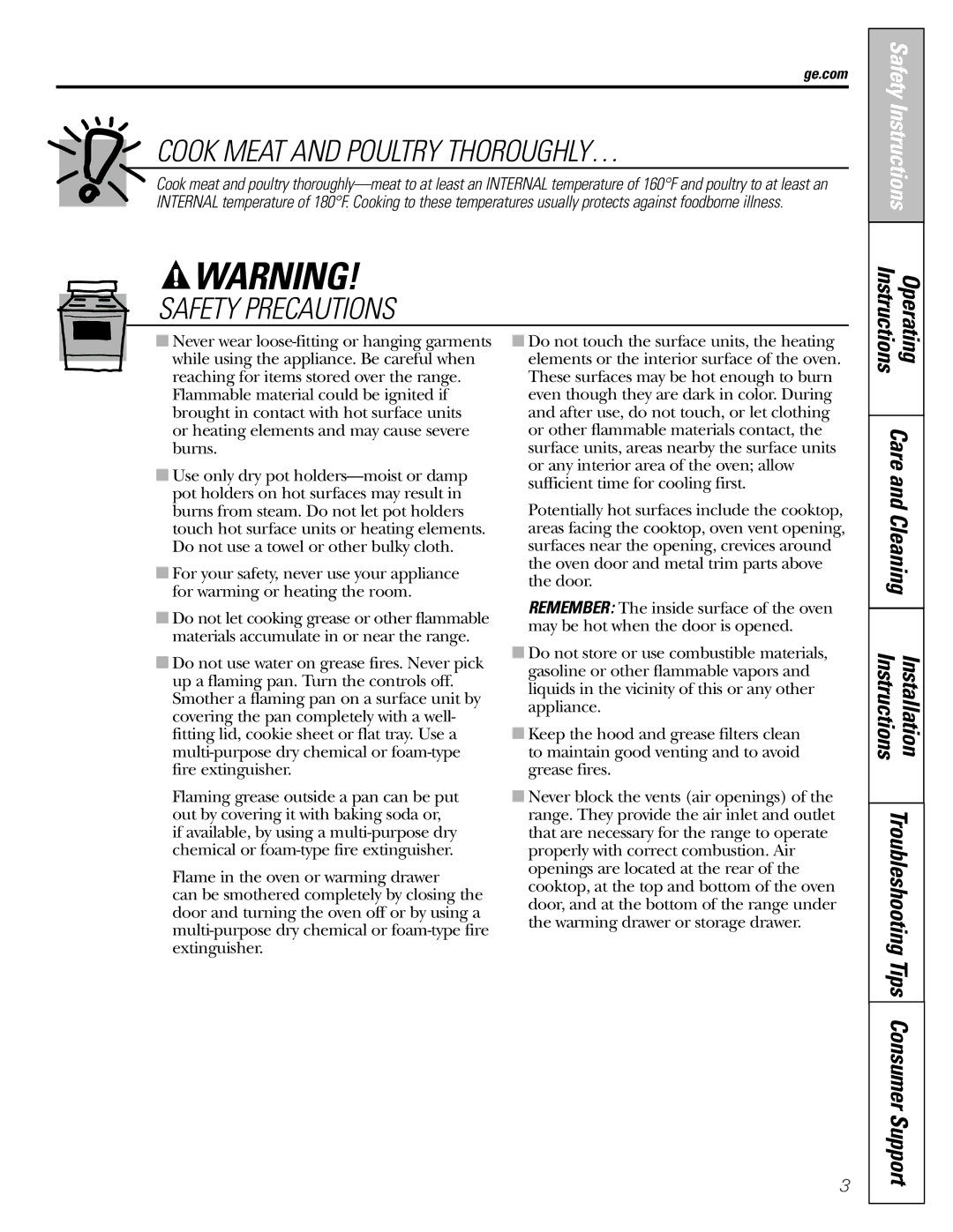 Hotpoint JBP60, JBS56, JBS27, JBS07, JBS03, JBP27, JBS15, JB600, JBP21, JBP15, JBP22 Operating, Installation Instructions, Ge.com 