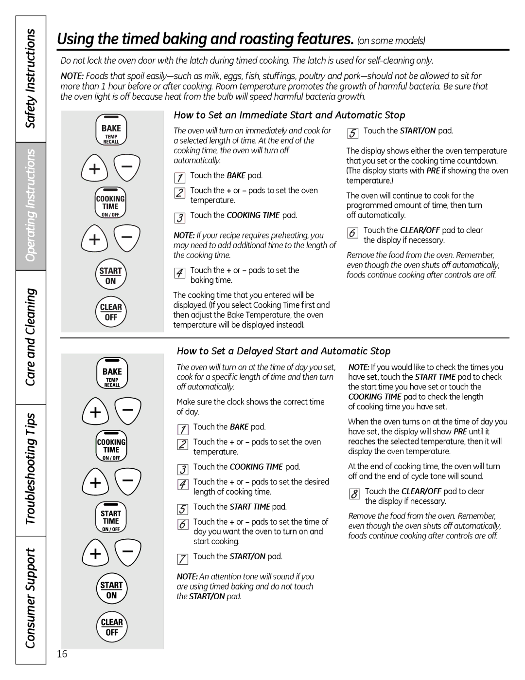 Hotpoint JBS07 Safety Instructions, Cleaning Operating Instructions, How to Set an Immediate Start and Automatic Stop 