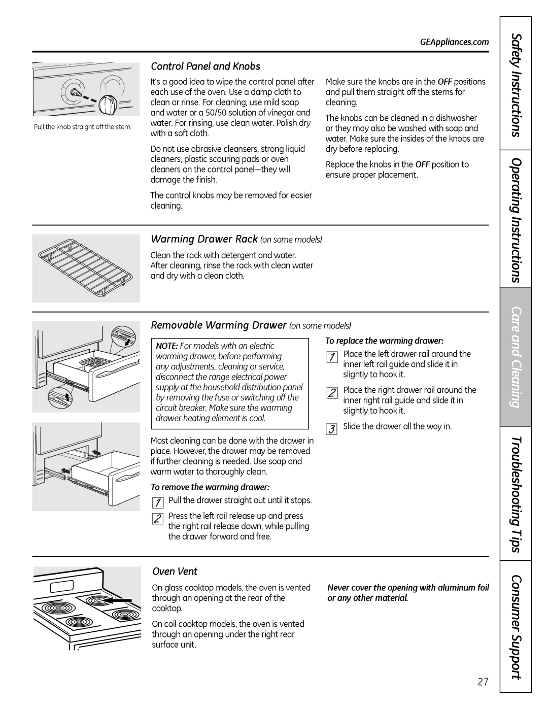 Hotpoint RB525, JBS56, JBS27, JBS07, JBP61, JBP60, JBS03, JBS15, JB600, JBP15, TRUE Instructions Operating, Instructions Care, Tips 