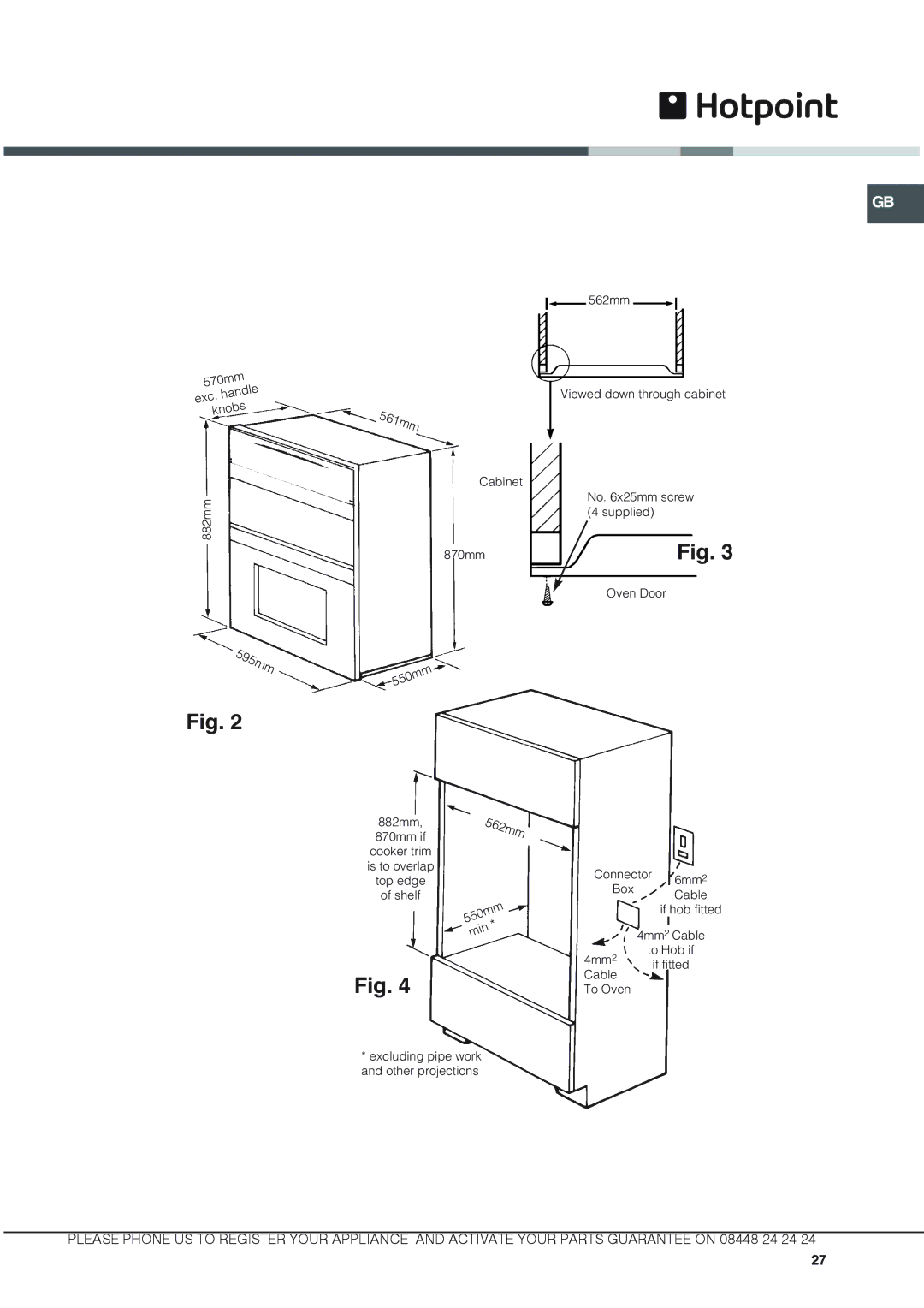 Hotpoint KSD 99 CX S manual 561mm, 562mm 