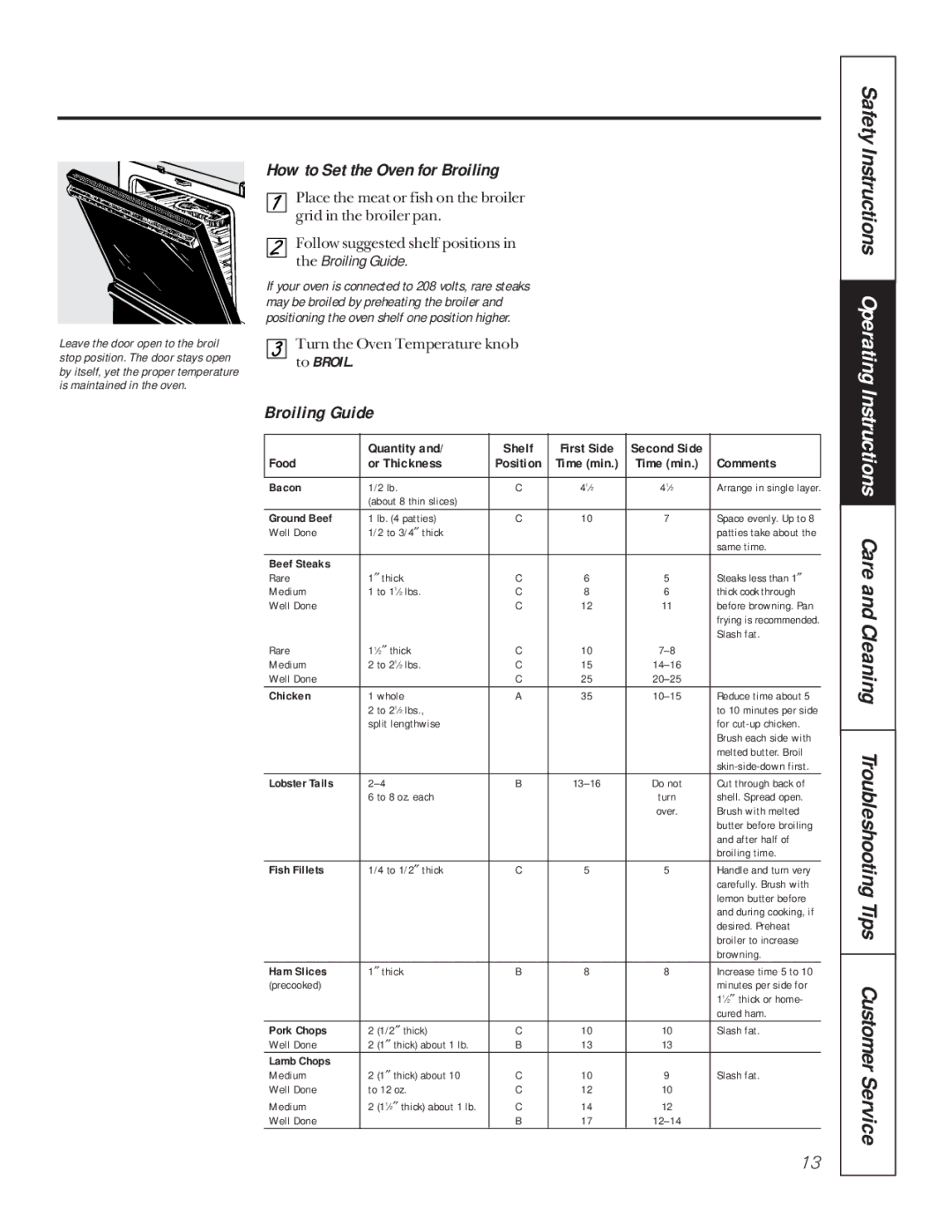 Hotpoint RB755, LEB327, LEB316, LEB356, LEB326, RB756, RB754, RB757 owner manual How to Set the Oven for Broiling, Broiling Guide 