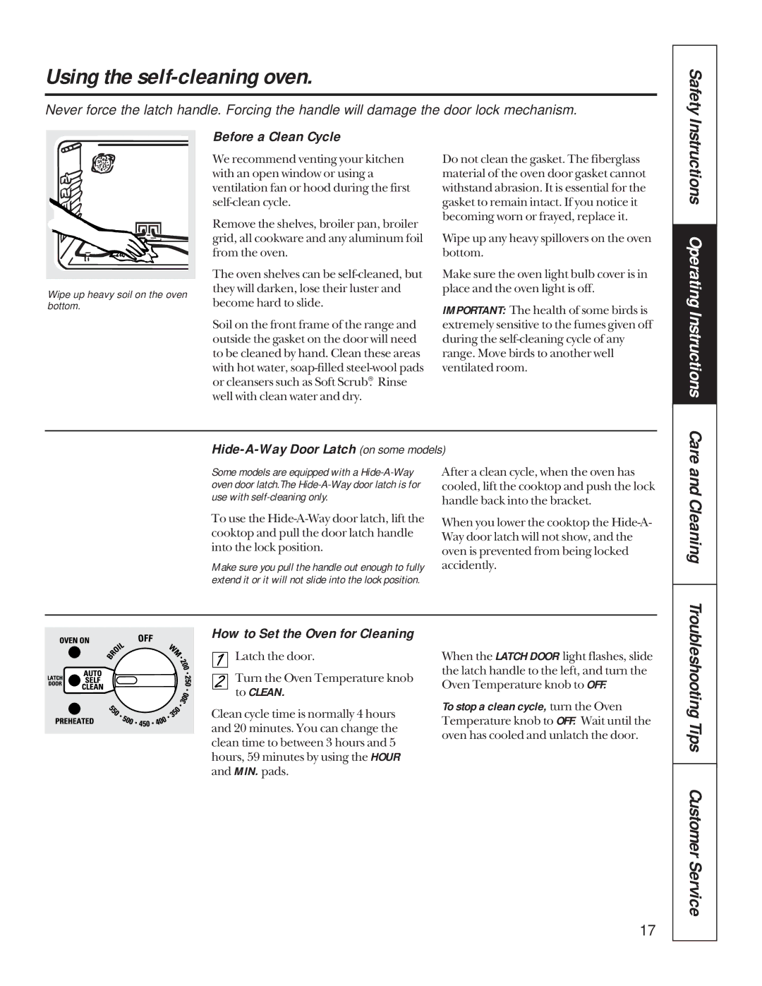 Hotpoint LEB316 Using the self-cleaning oven, Instructions Operating Instructions, Troubleshooting Tips Customer Service 