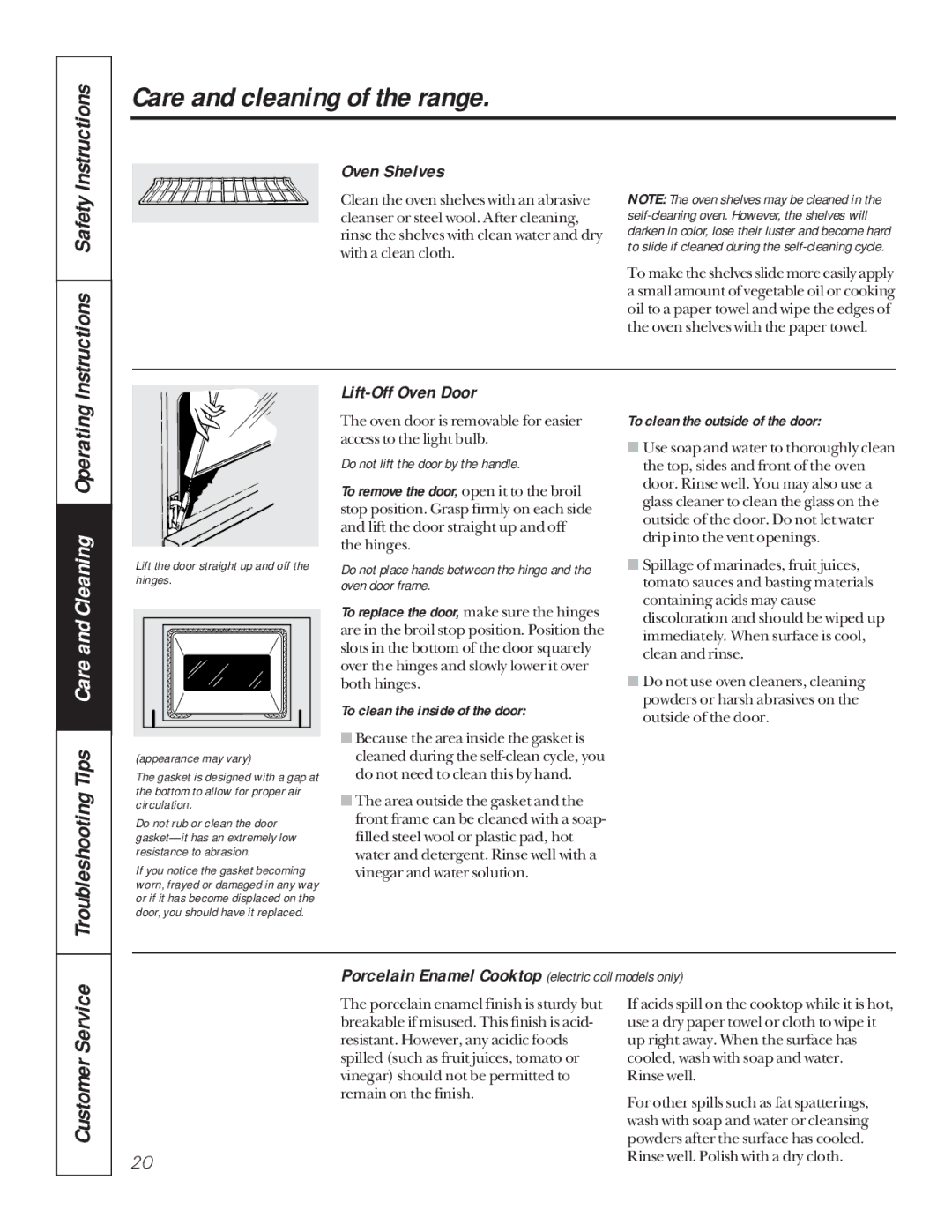 Hotpoint RB756, LEB327, LEB316, LEB356, LEB326, RB755 Instructions Safety, Oven Shelves, Lift-Off Oven Door, Customer Service 