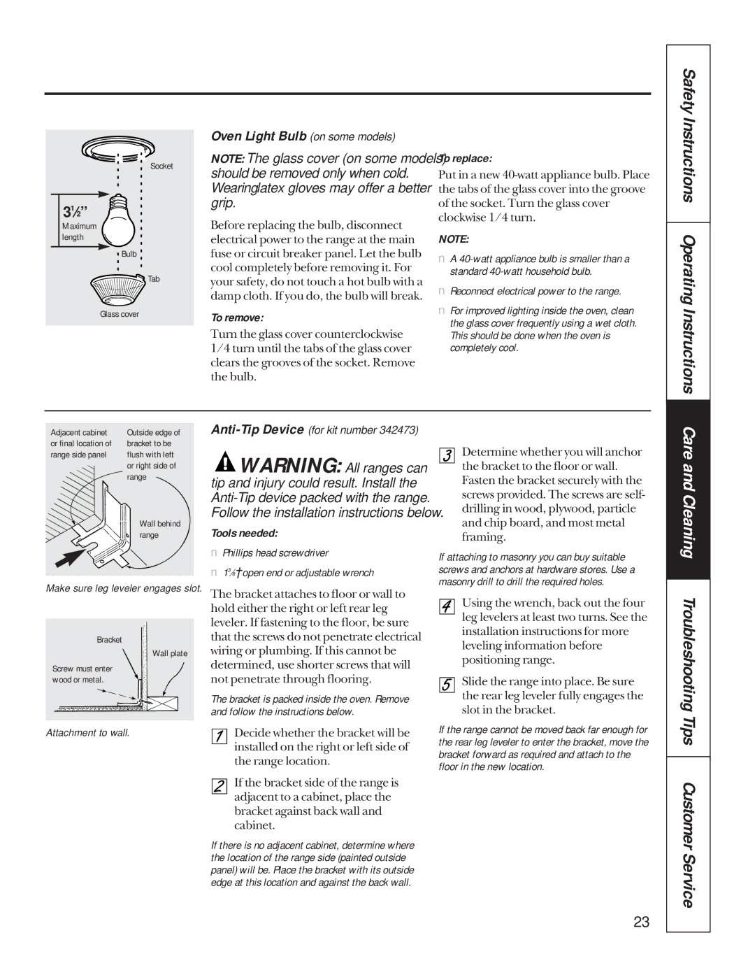 Hotpoint RB757, LEB327, LEB316, LEB356, LEB326, RB756, RB755, RB754 Safety Instructions Operating Instructions, Tools needed 