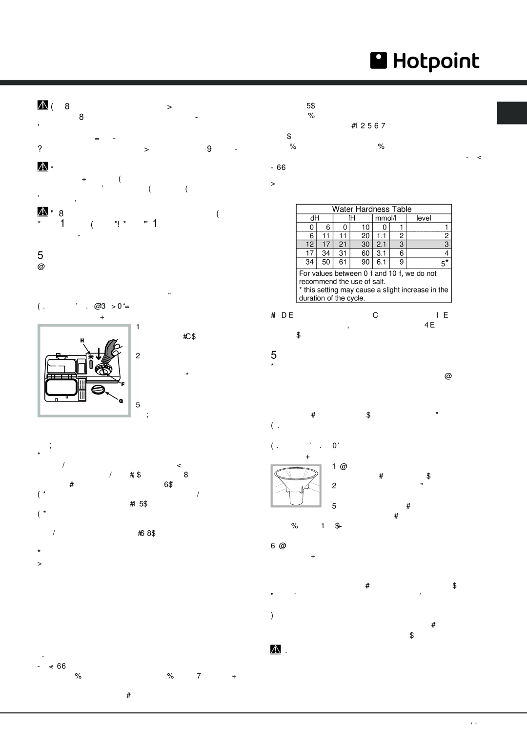 Hotpoint lft 3214 manual Rinse aid and refined salt, Measuring out the rinse aid, Measuring out the refined salt 