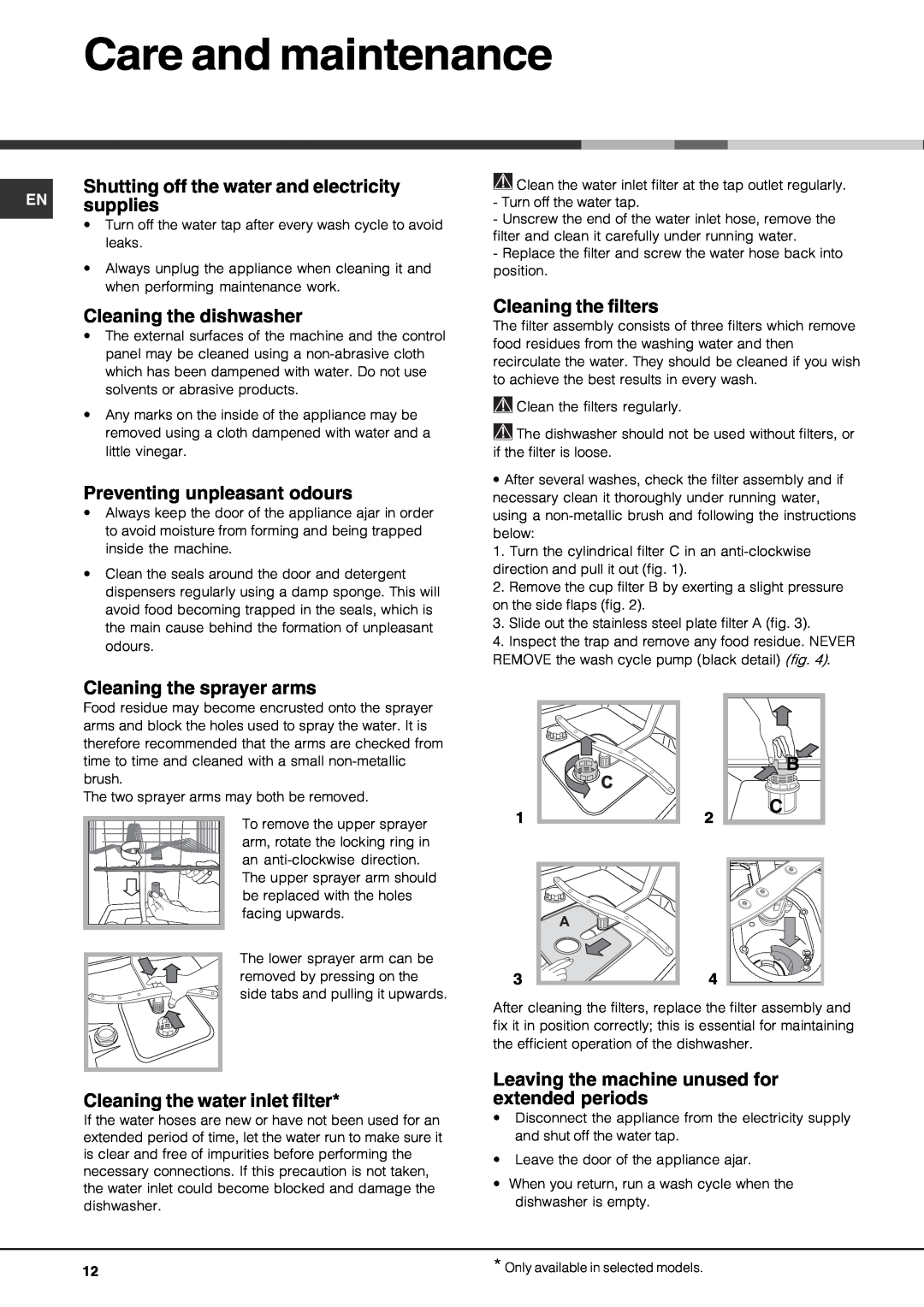 Hotpoint lft 3214 manual Care and maintenance 