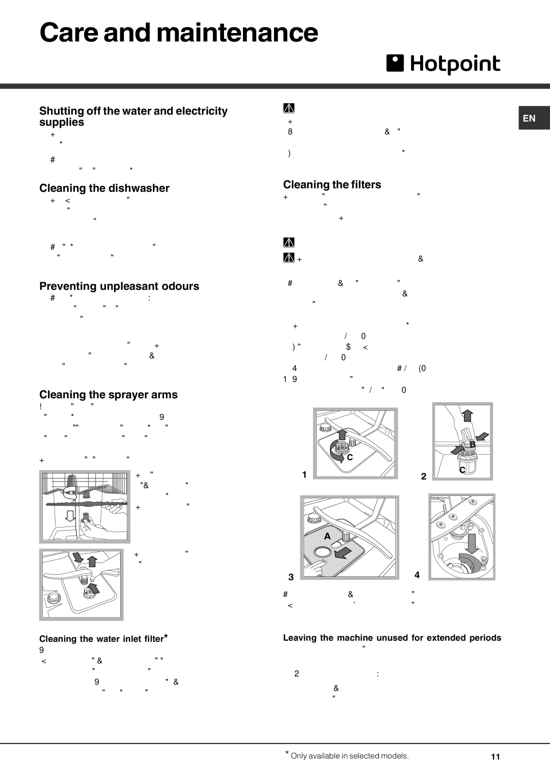 Hotpoint LFT04 manual Care and maintenance 