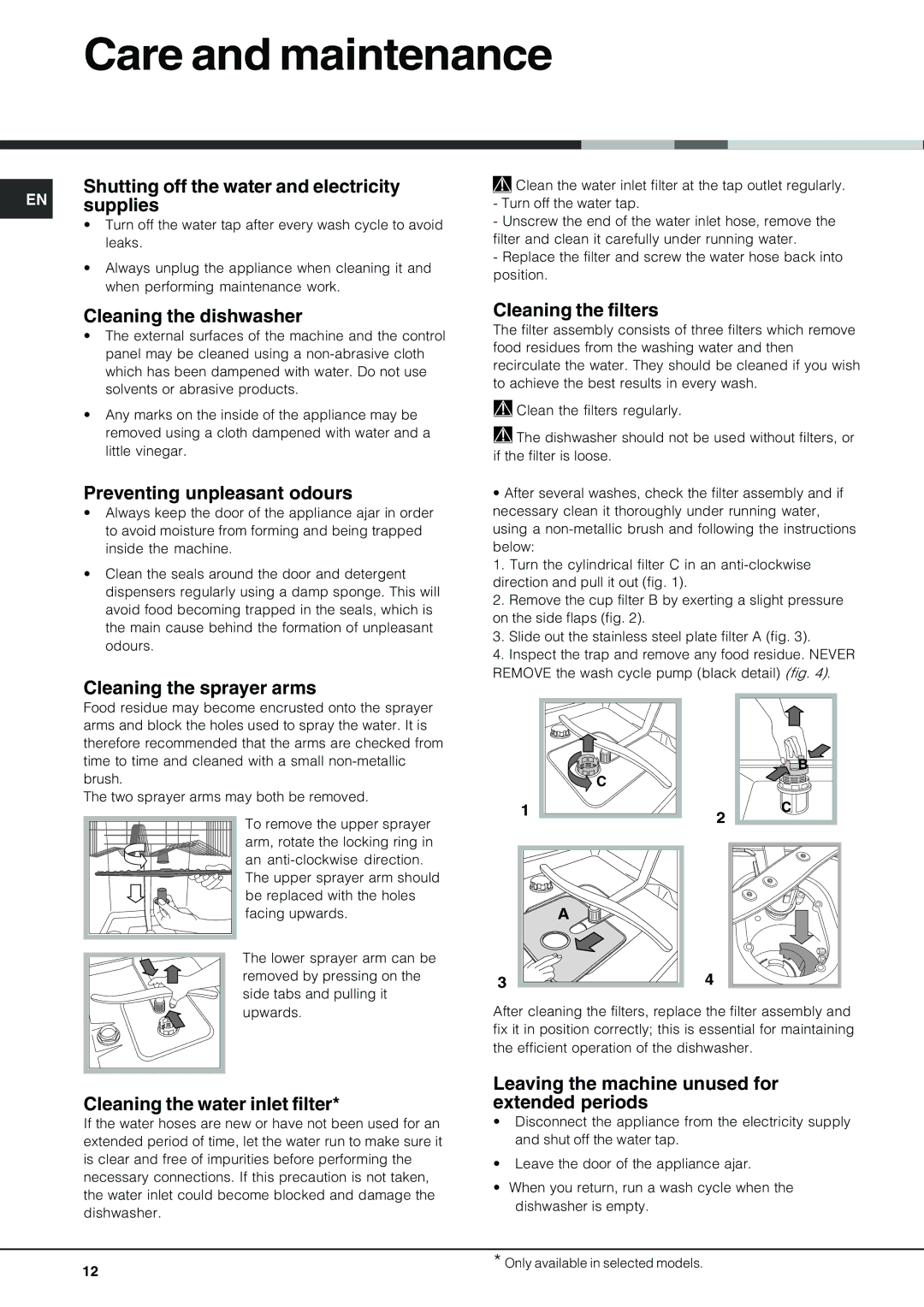 Hotpoint LFZ 338 A/HA IX manual Care and maintenance 