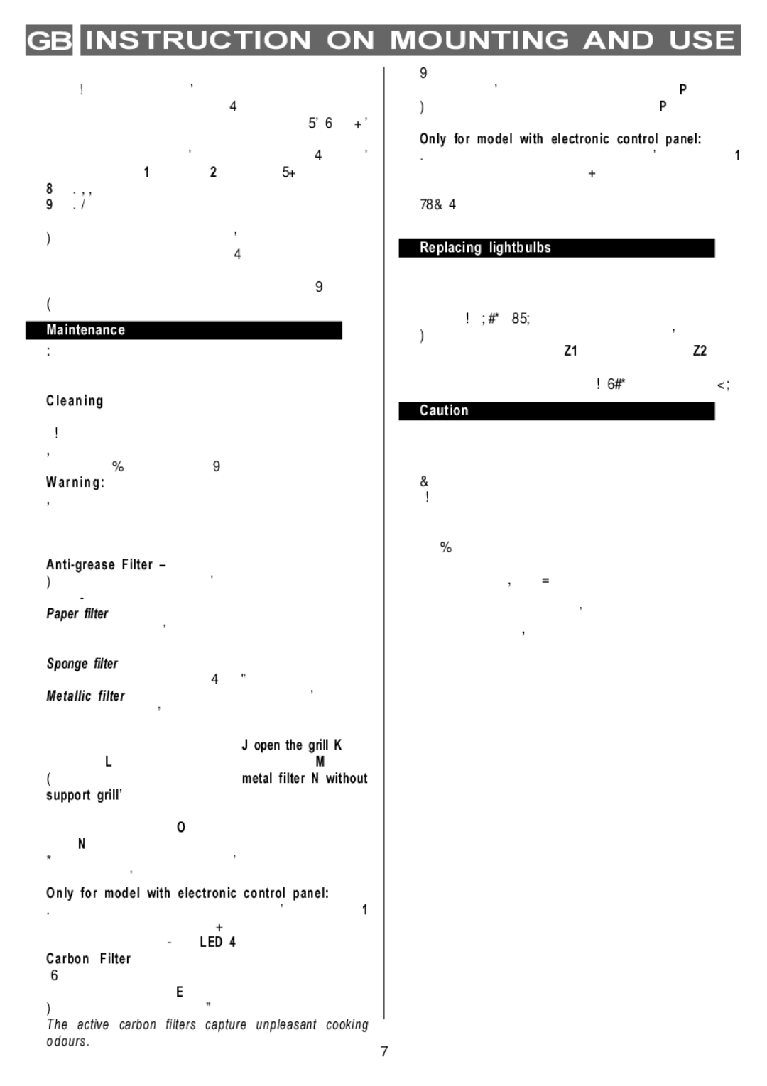 Hotpoint LI2I2A manual Maintenance 