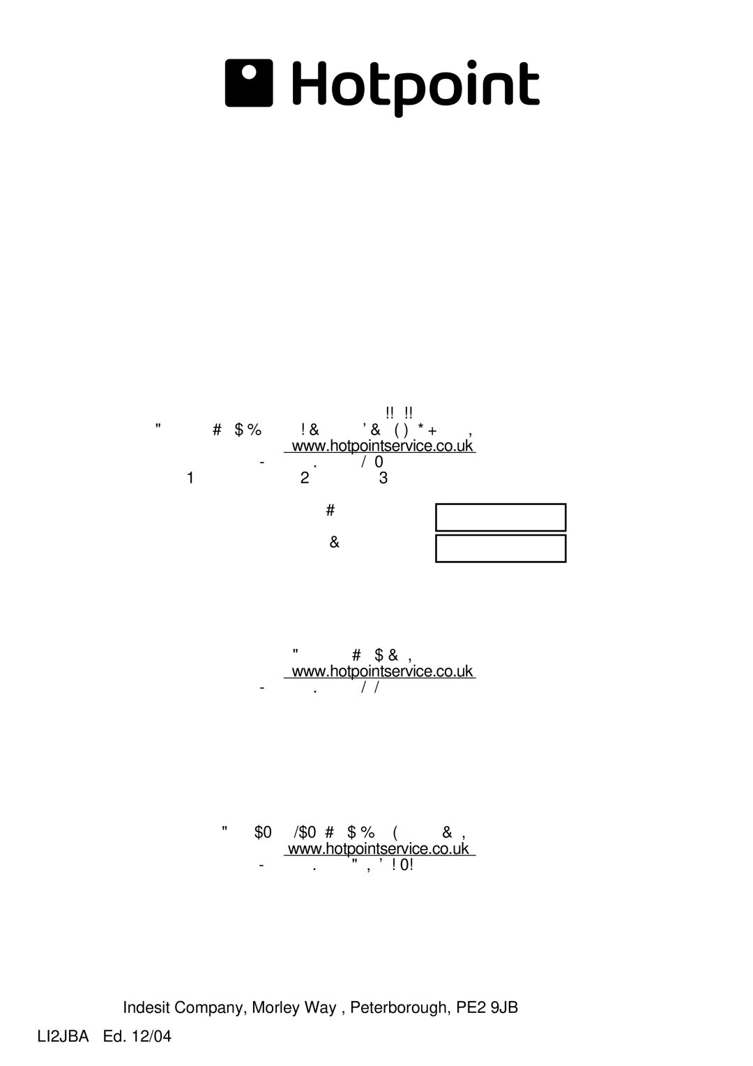 Hotpoint LI2JBA manual Key Contacts 