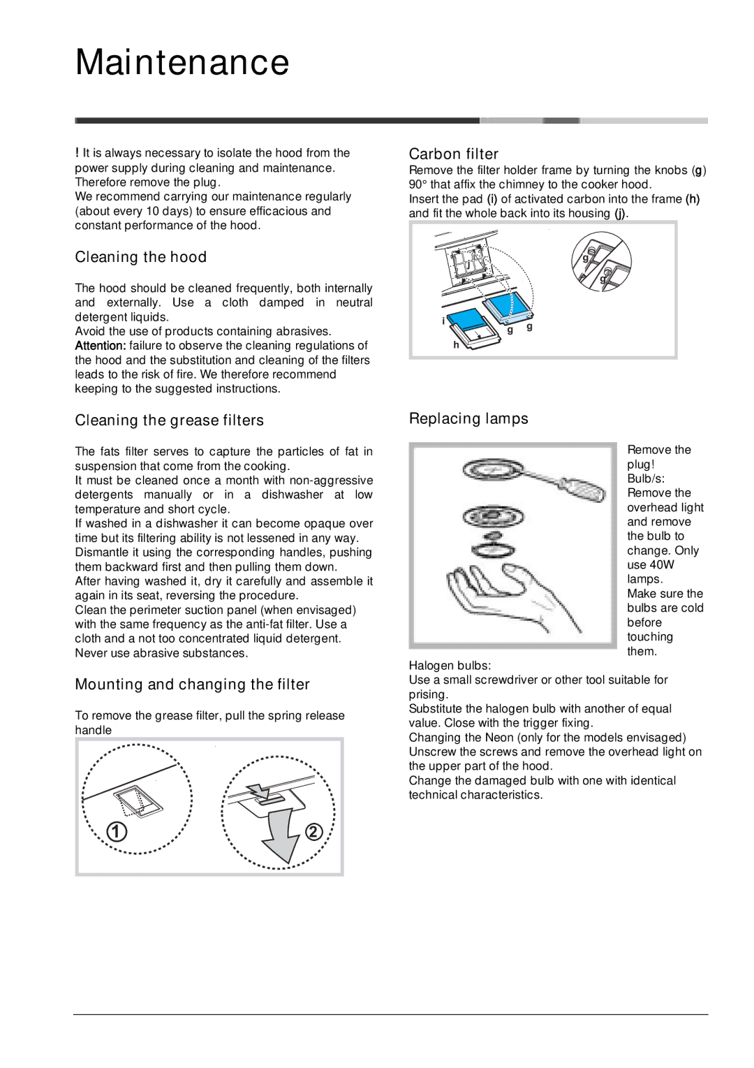 Hotpoint LI2SNA manual Maintenance 