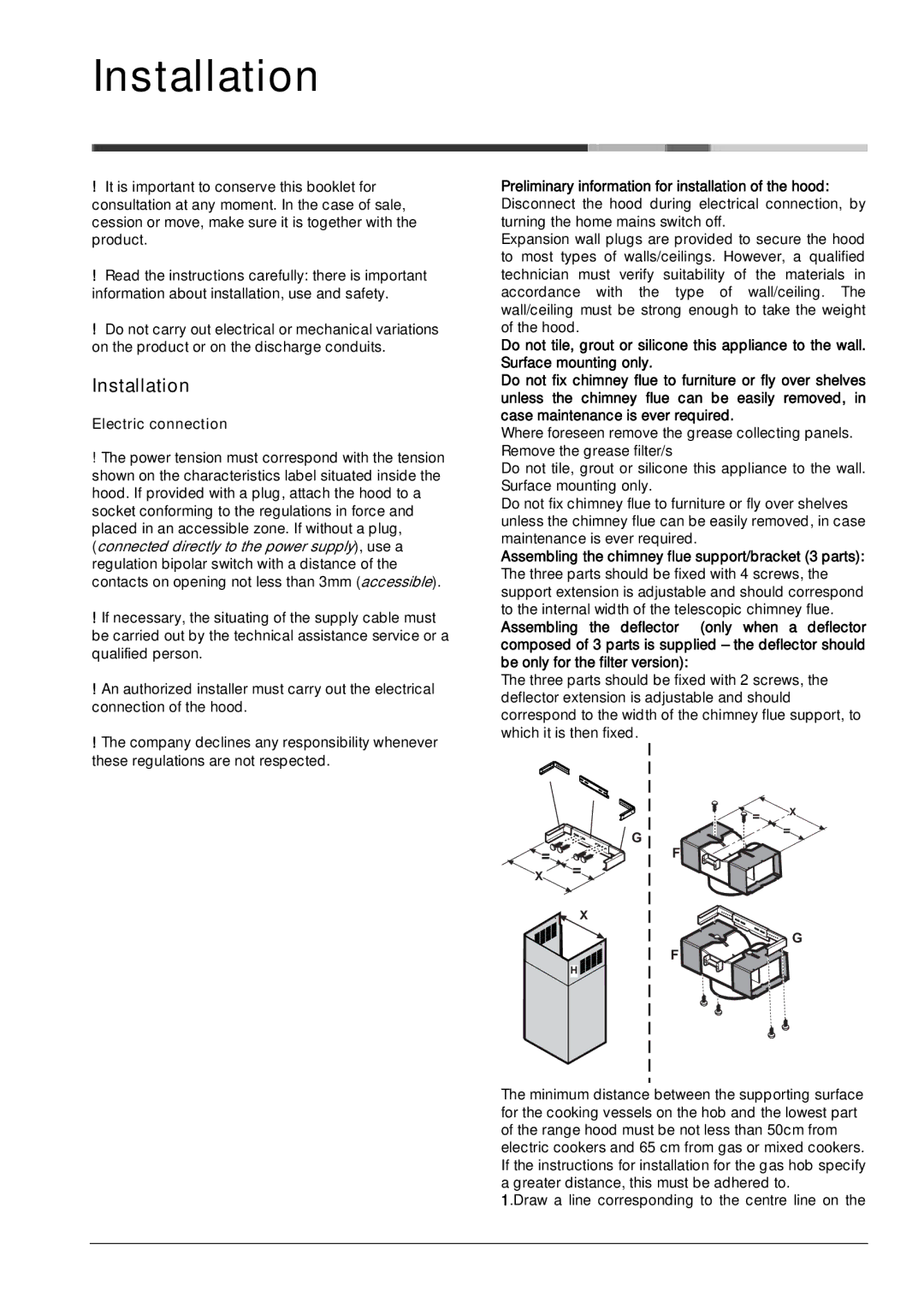 Hotpoint LI2SZA manual Installation 