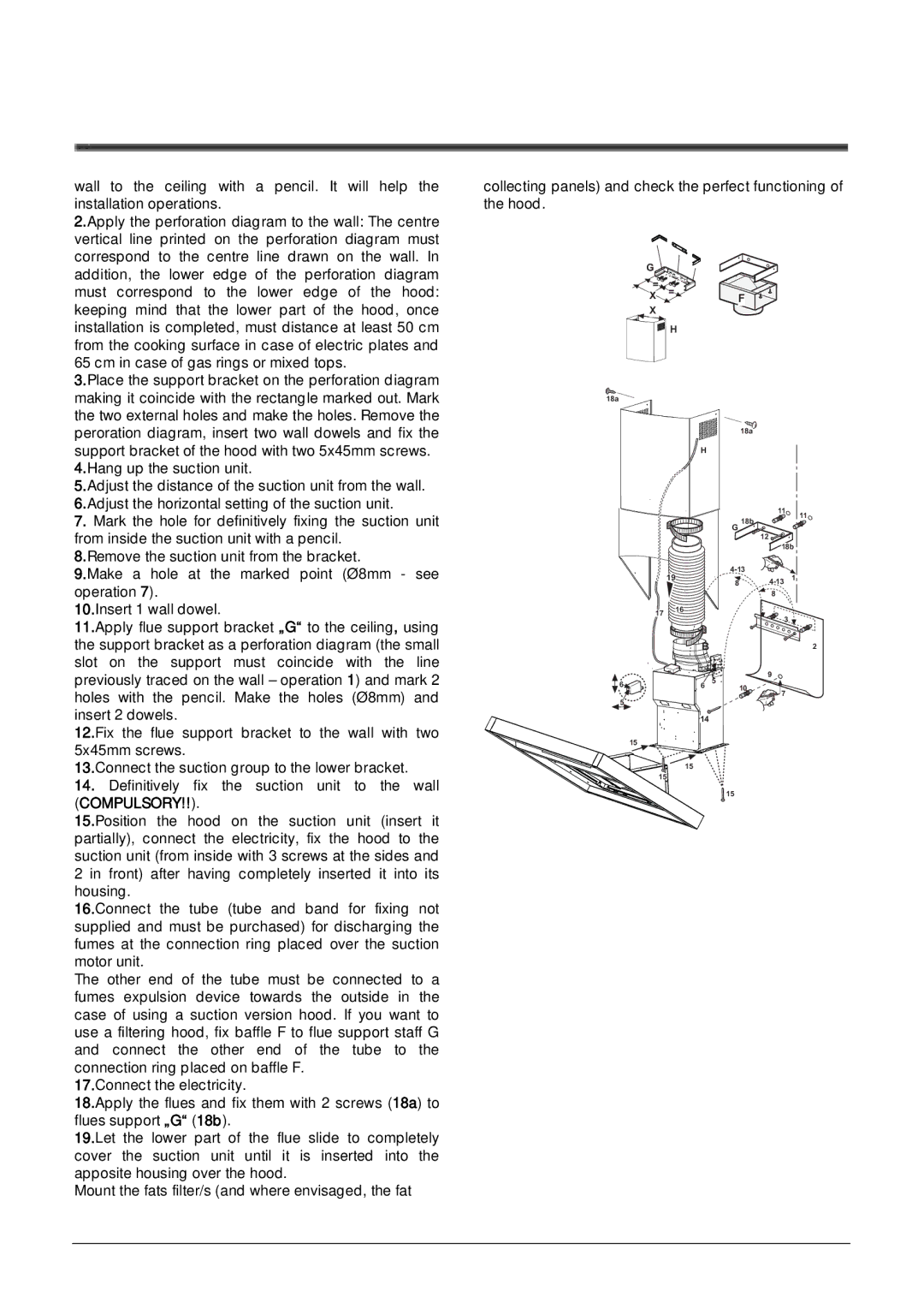 Hotpoint LI2SZA manual Collecting panels and check the perfect functioning Hood 