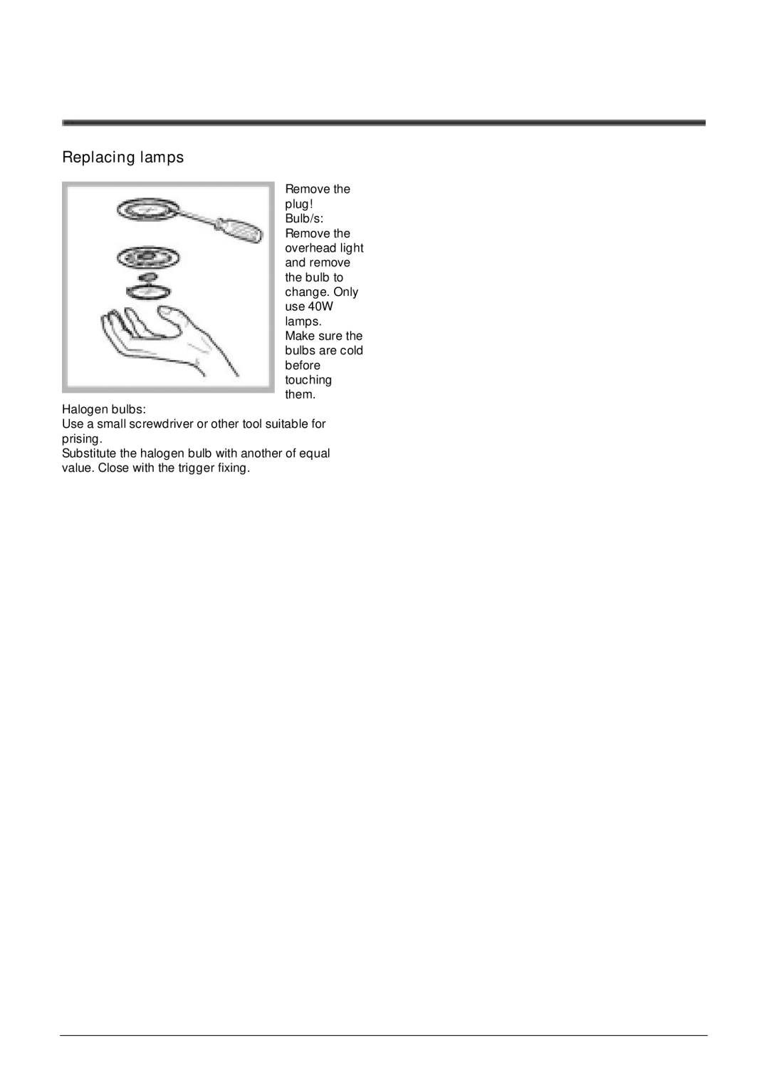 Hotpoint LI2SZA manual Replacing lamps 