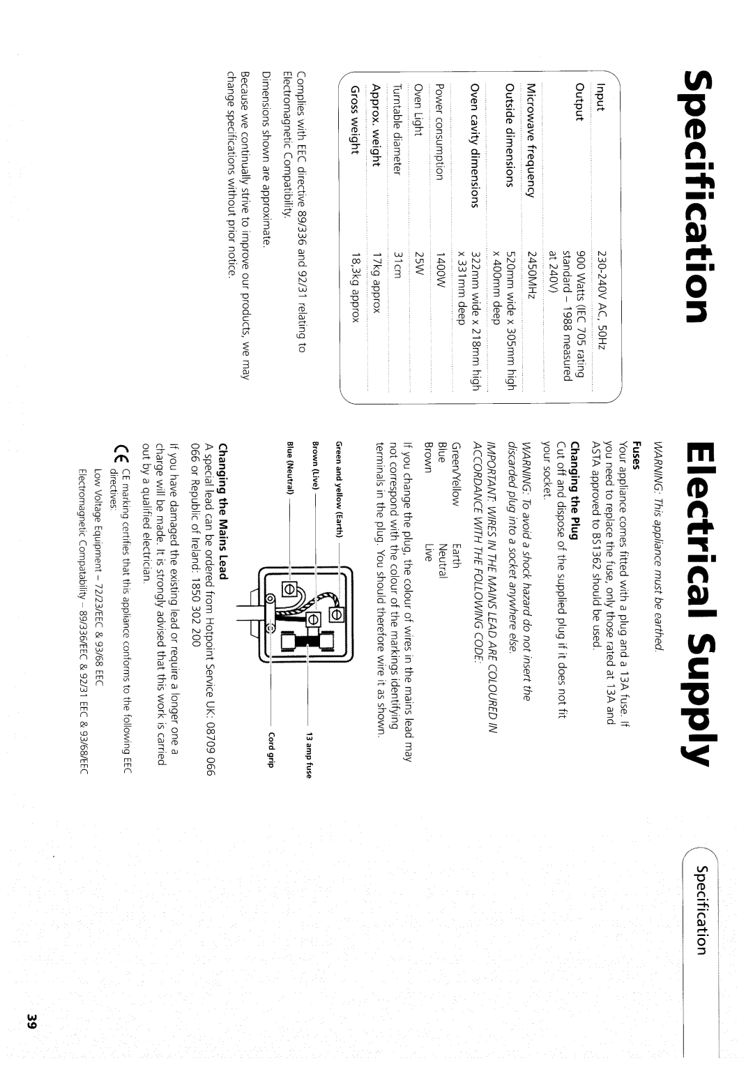 Hotpoint MW33N/H manual 