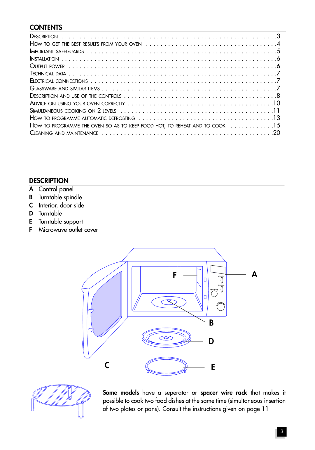 Hotpoint MWH211 manual Contents, Description 