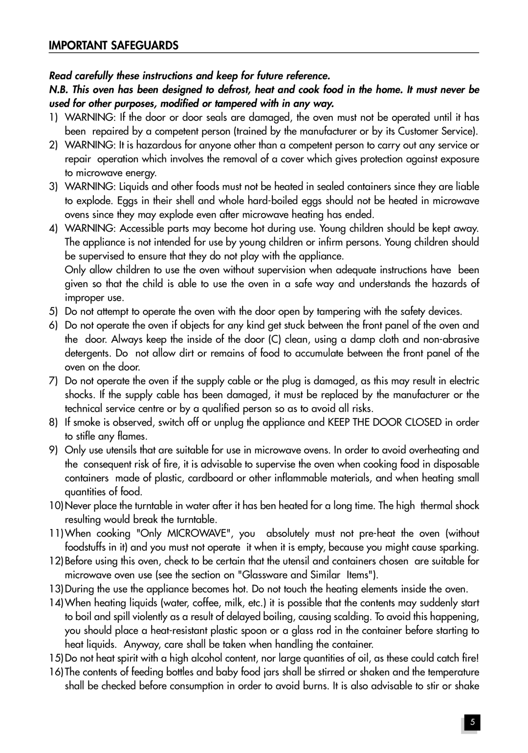 Hotpoint MWH211 manual Important Safeguards 